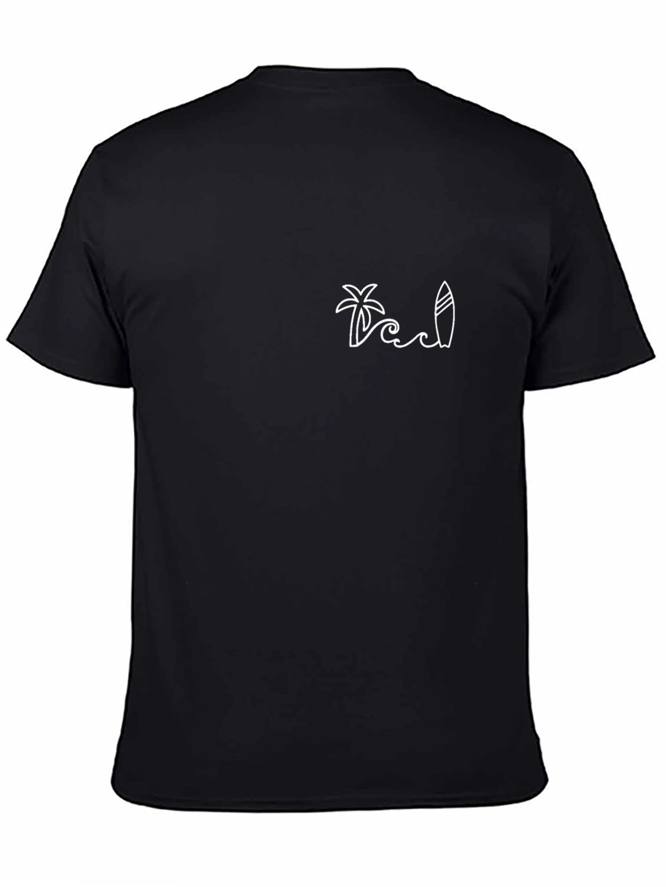 Mens Black T-Shirt - Palm Tree Surf Design