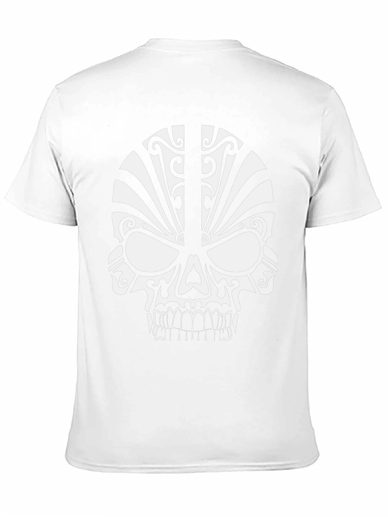 Tribal Skull Graphic Tee - Black Cotton T-Shirt