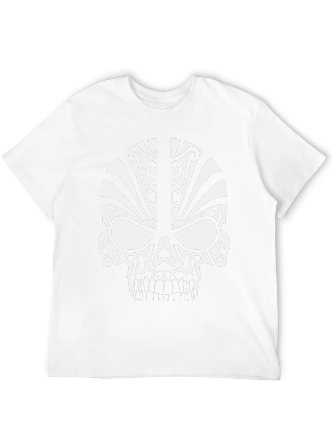 Tribal Skull Graphic Tee - Black Cotton T-Shirt