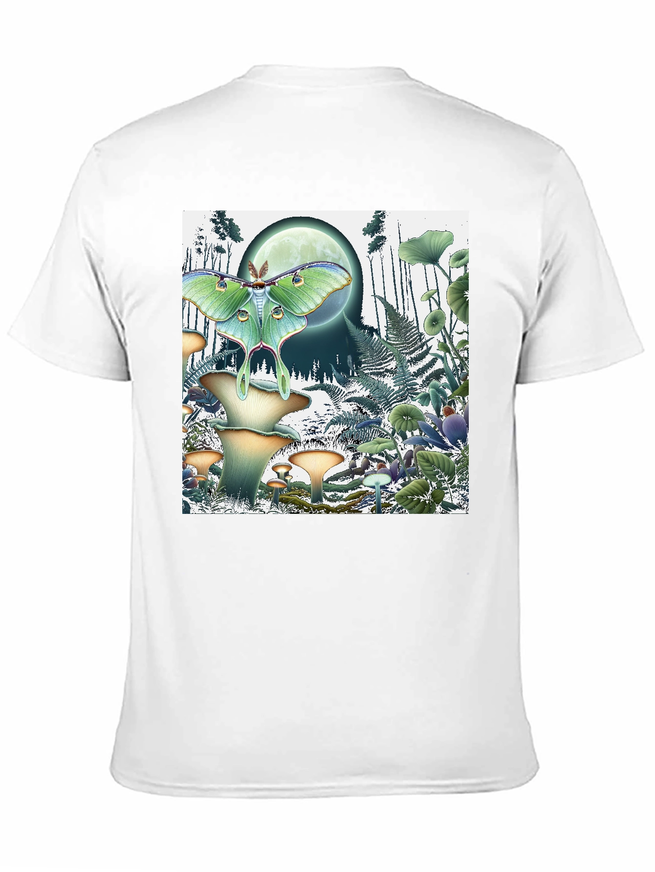 Luna Moth and Mushroom Forest Graphic Tee