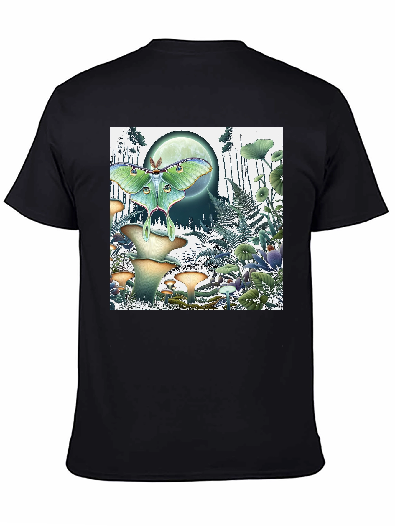 Luna Moth and Mushroom Forest Graphic Tee