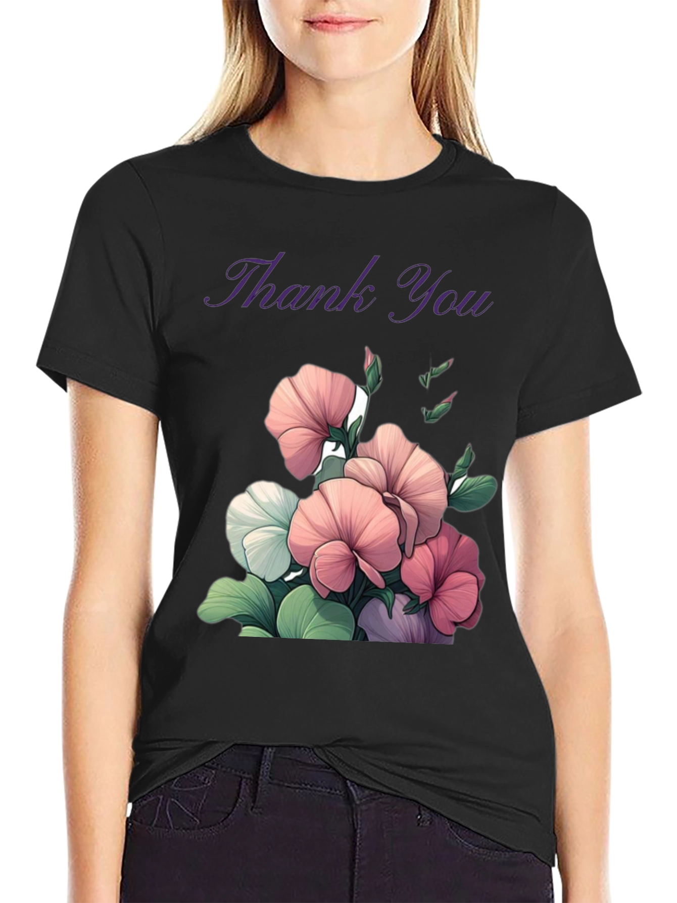 Floral Thank You Graphic T-Shirt