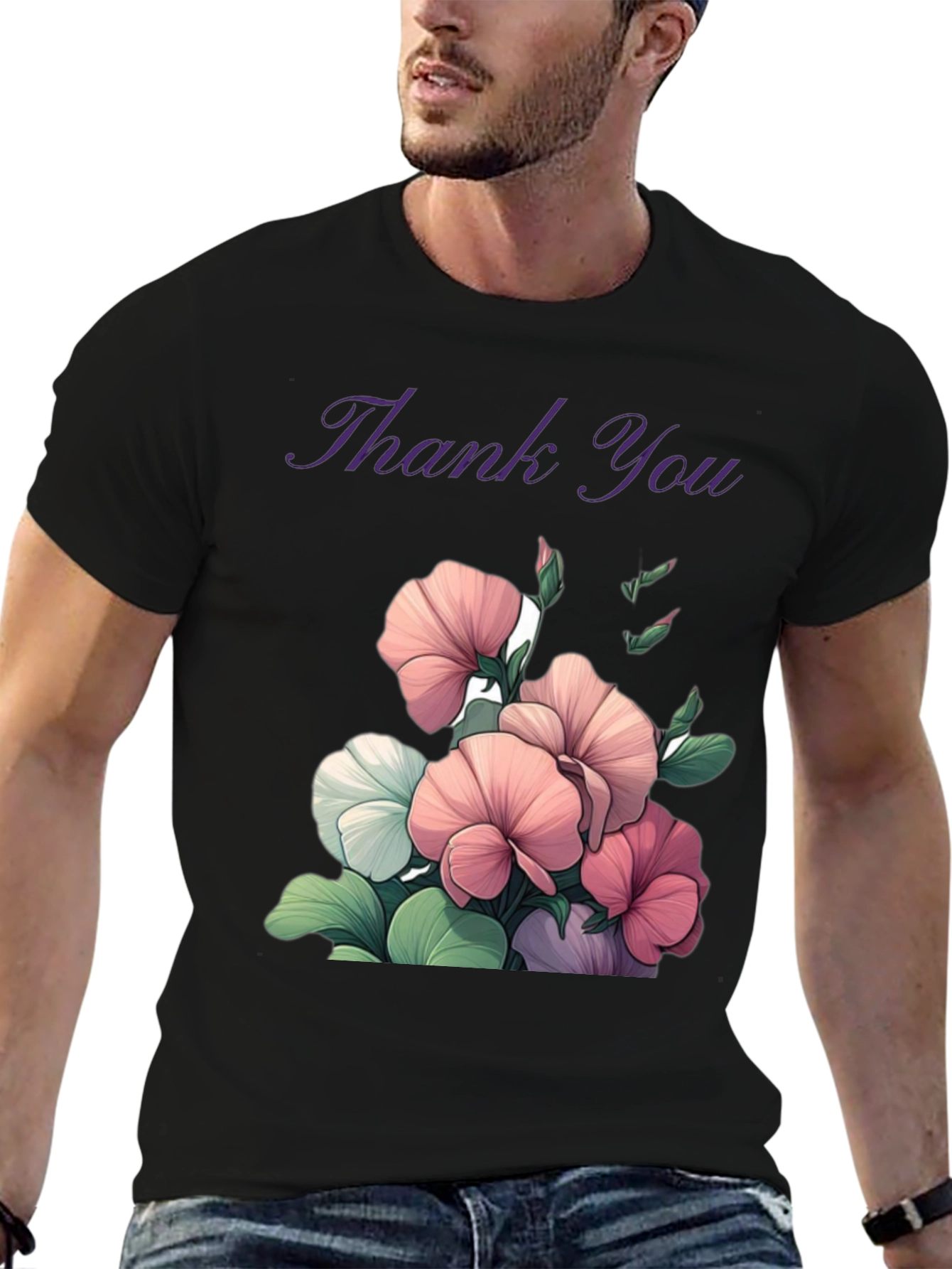 Floral Thank You Graphic T-Shirt
