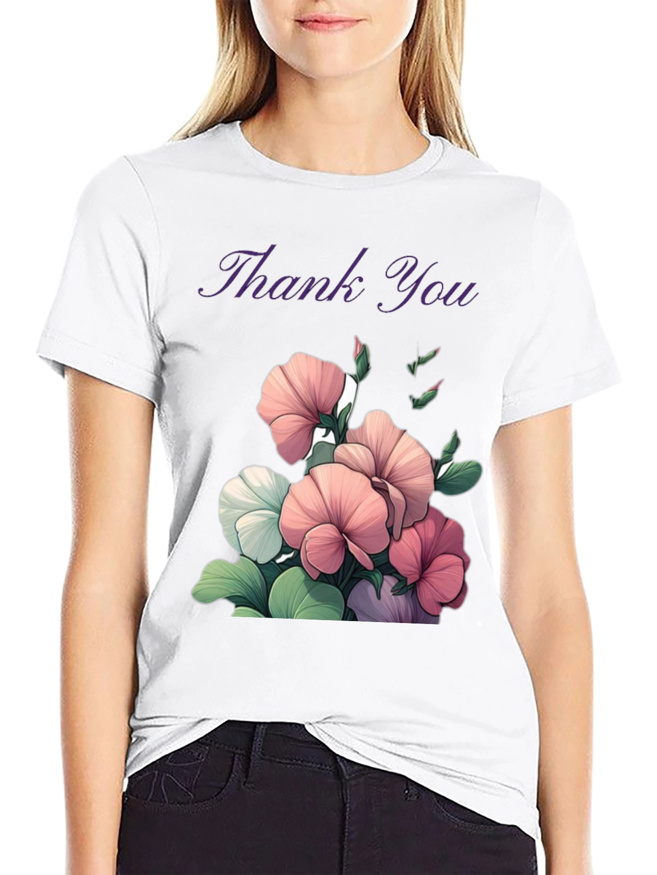 Floral Thank You Graphic T-Shirt