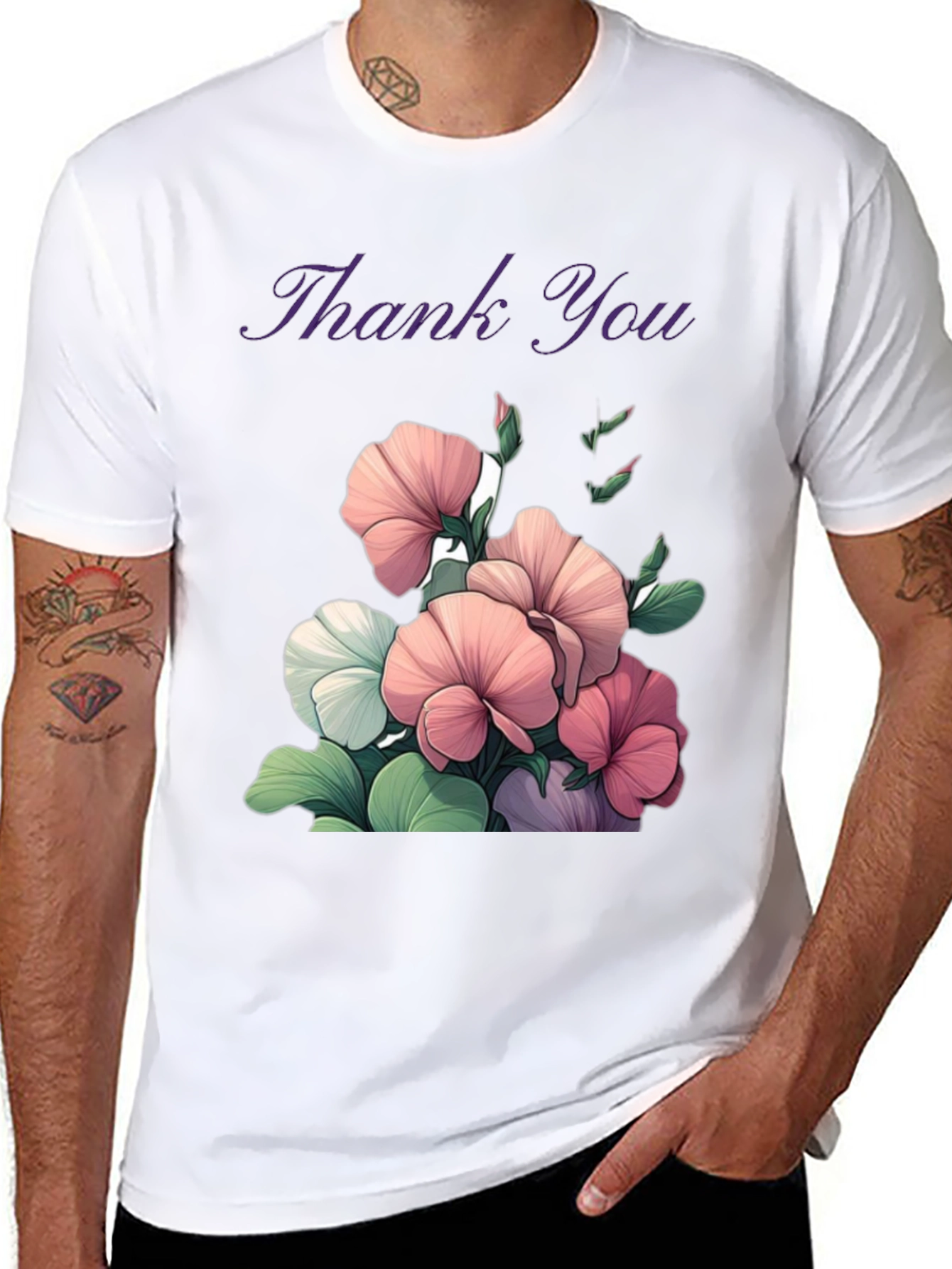 Floral Thank You Graphic T-Shirt
