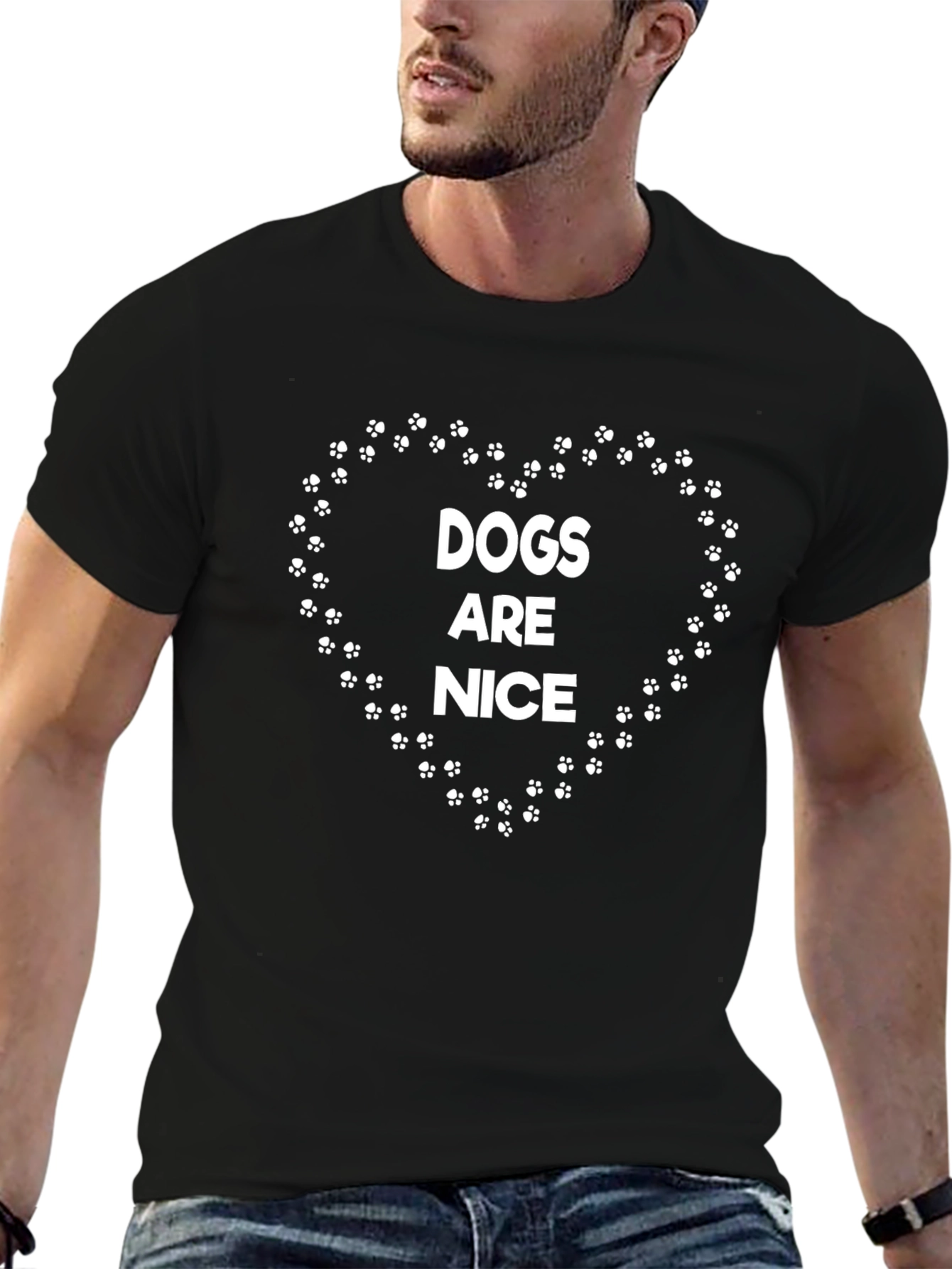 Dogs are Nice T-Shirt - Paw Print Heart