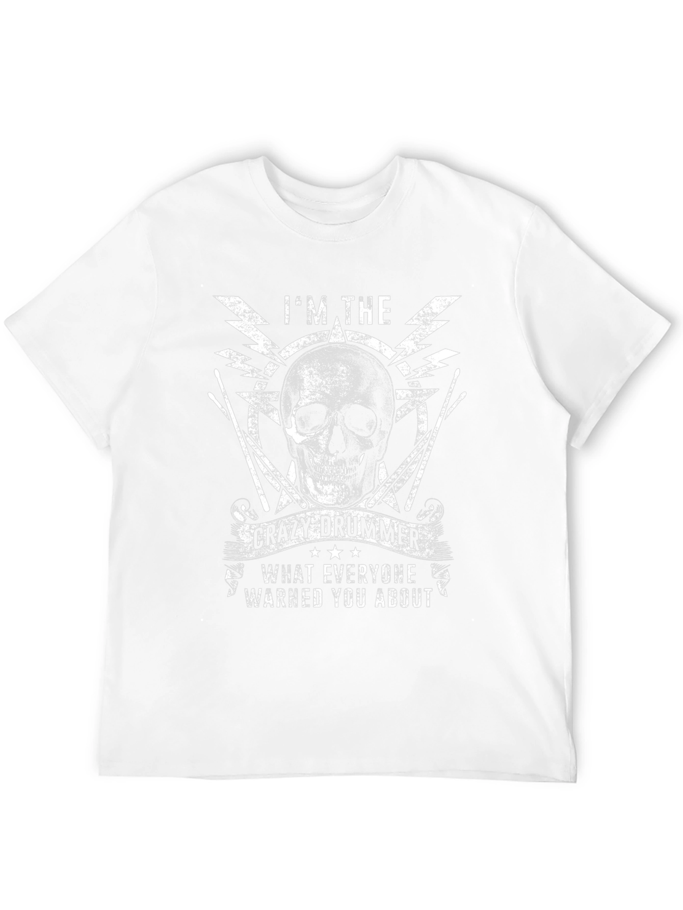 Crazy Drummer Skull Graphic T-Shirt