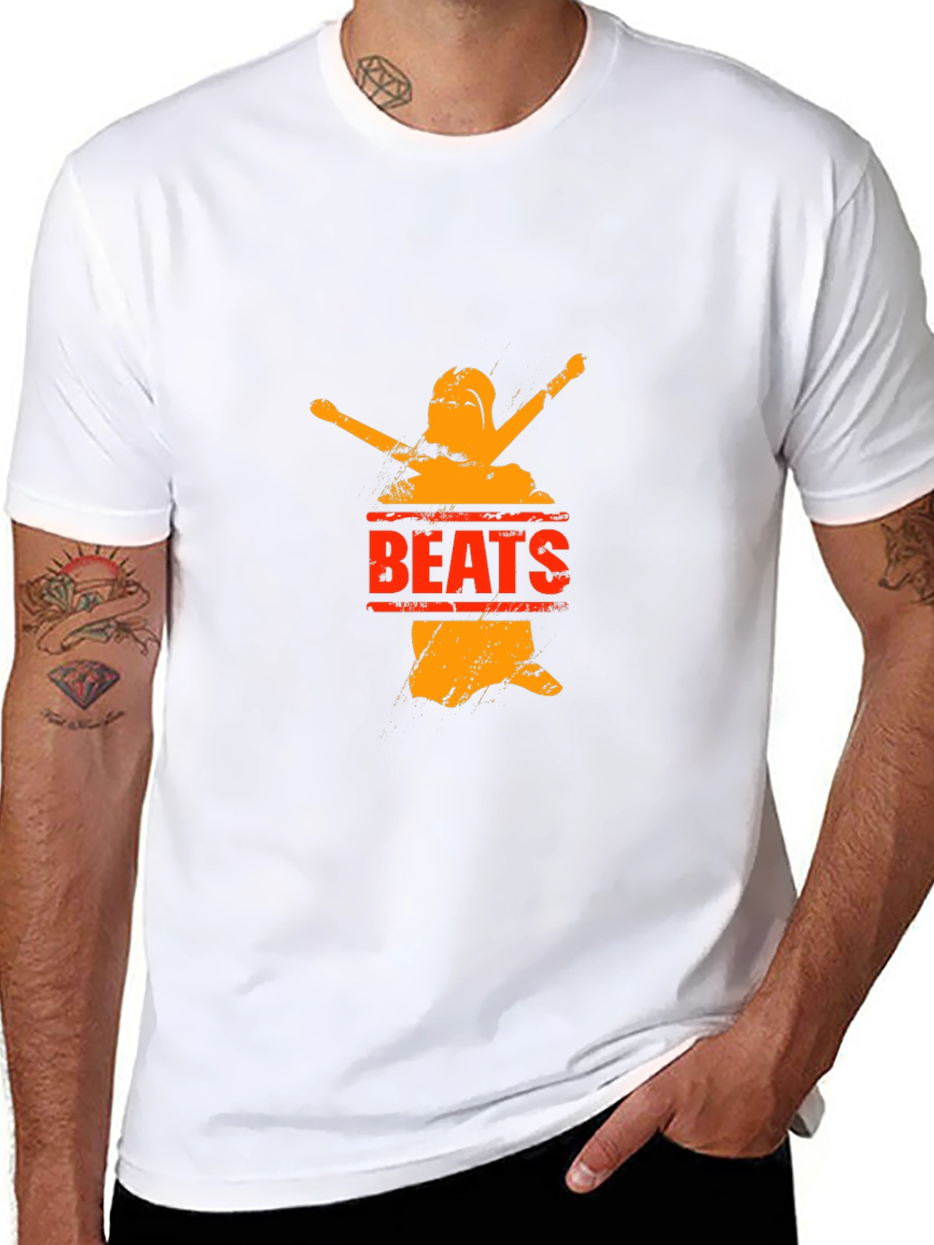 Black Graphic T-Shirt - Beats Design