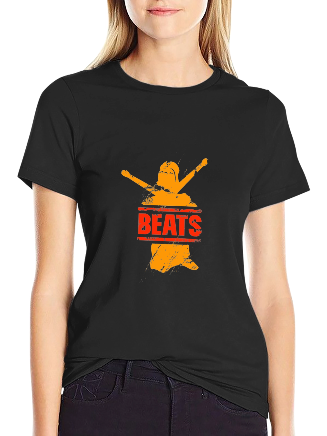 Black Graphic T-Shirt - Beats Design