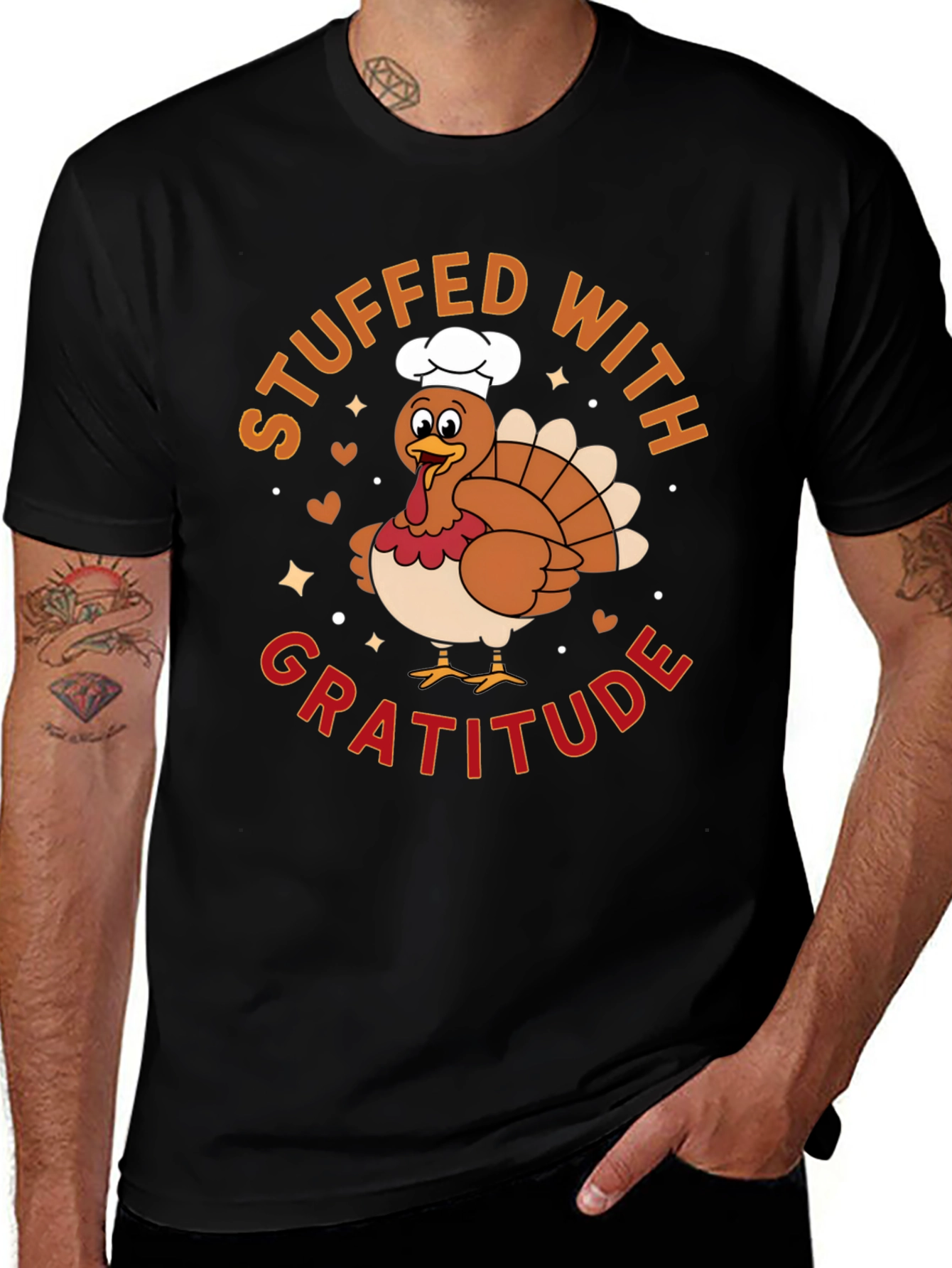 Stuffed with Gratitude Turkey Graphic T-Shirt
