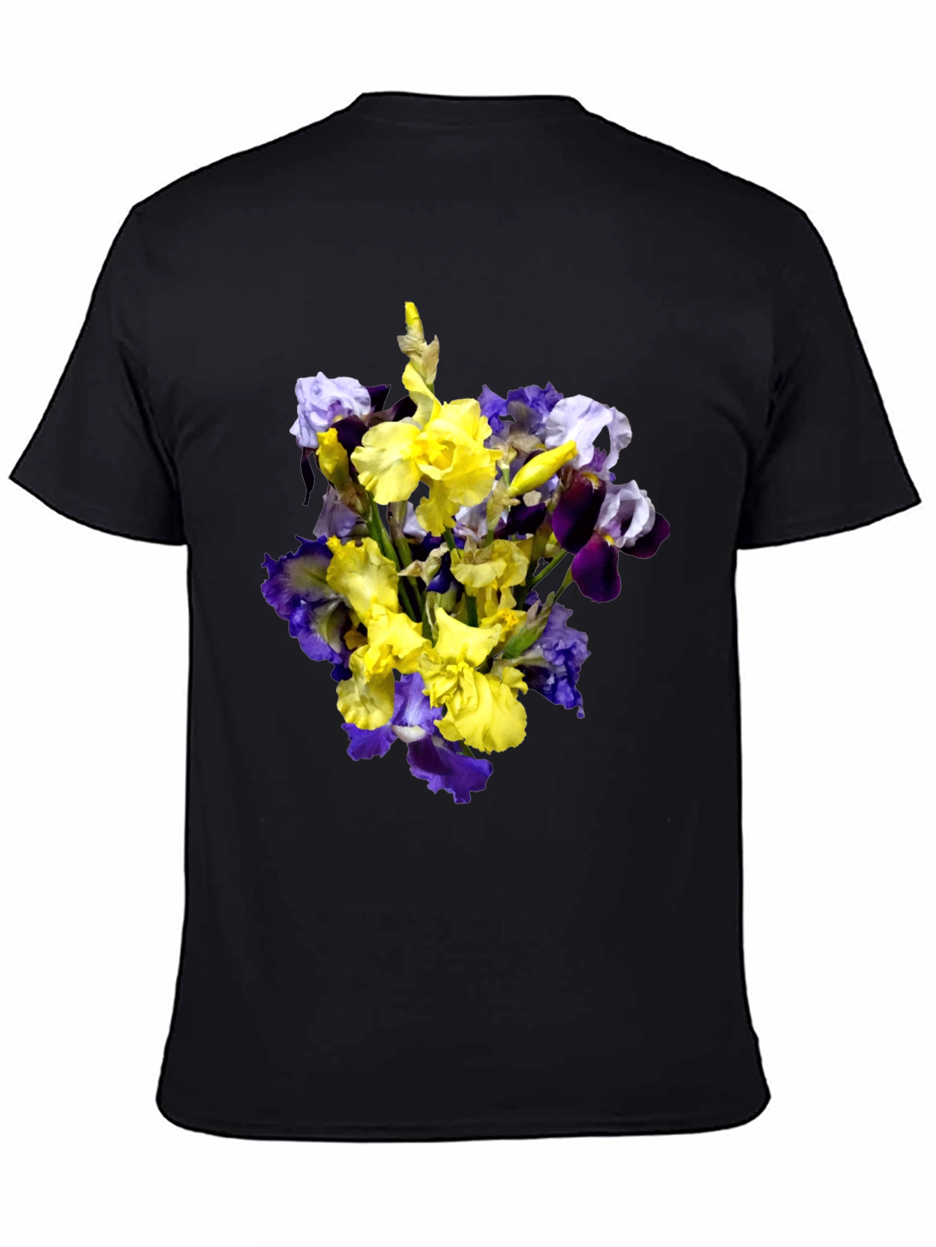 Floral Iris Bouquet Graphic Black T-Shirt