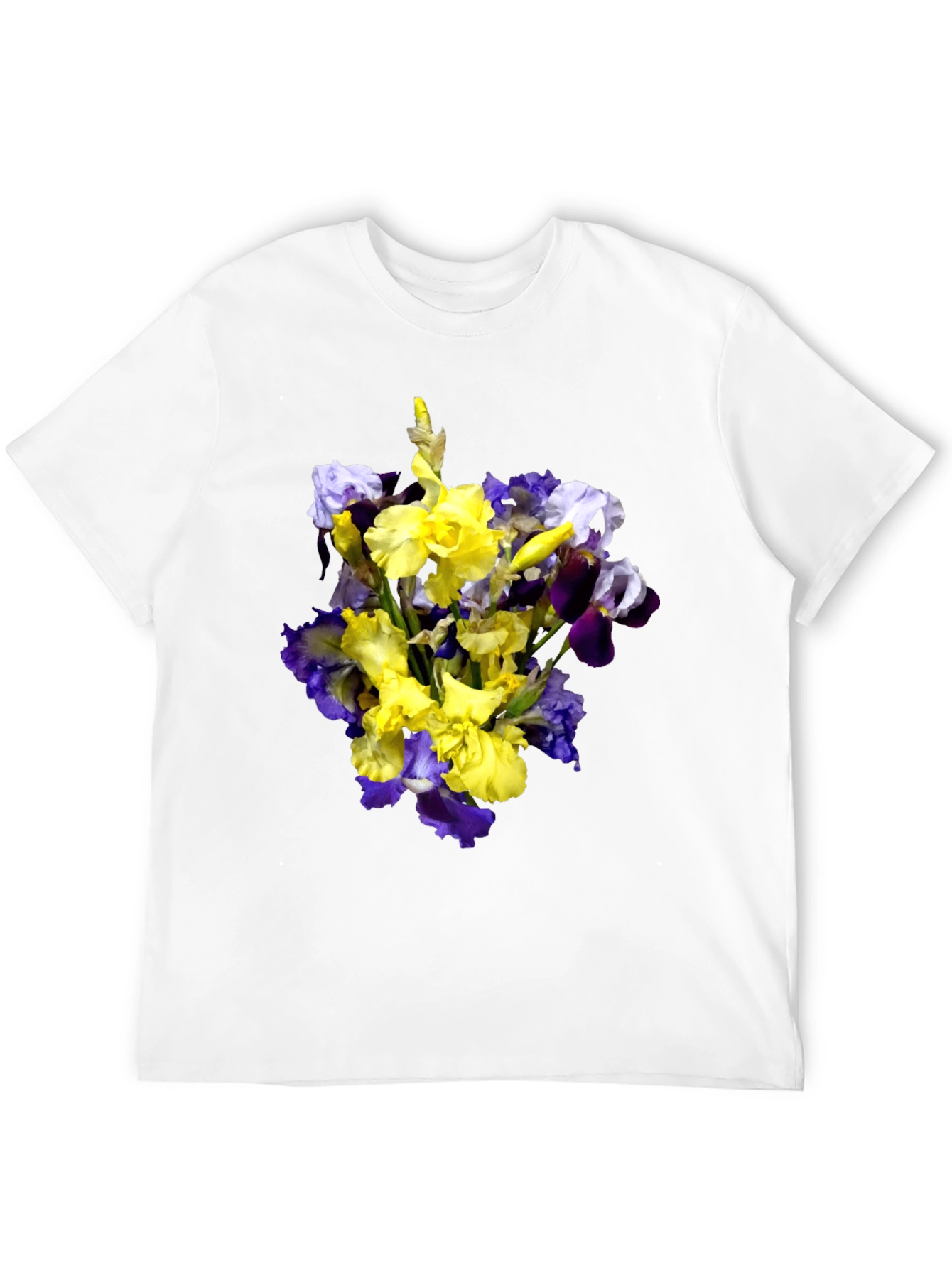 Floral Iris Bouquet Graphic Black T-Shirt
