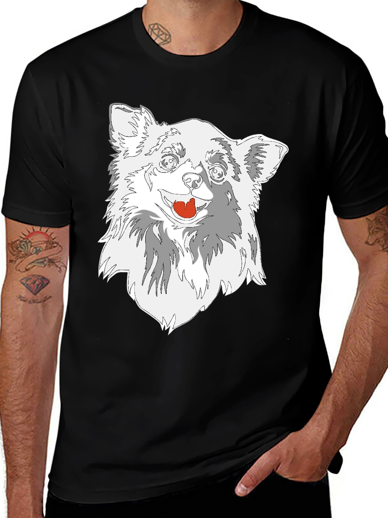 Dog Graphic Tee - Black Cotton Blend