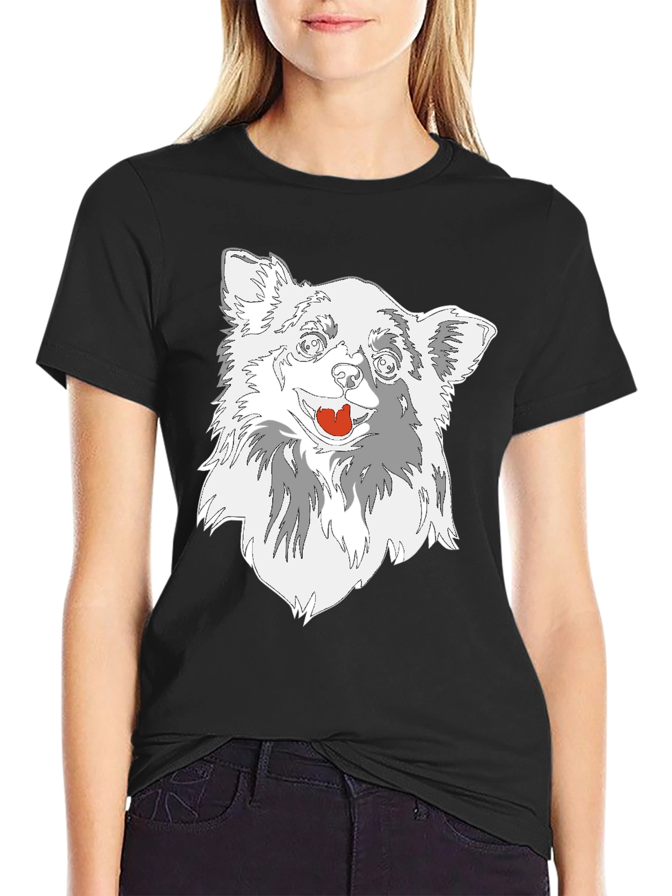 Dog Graphic Tee - Black Cotton Blend