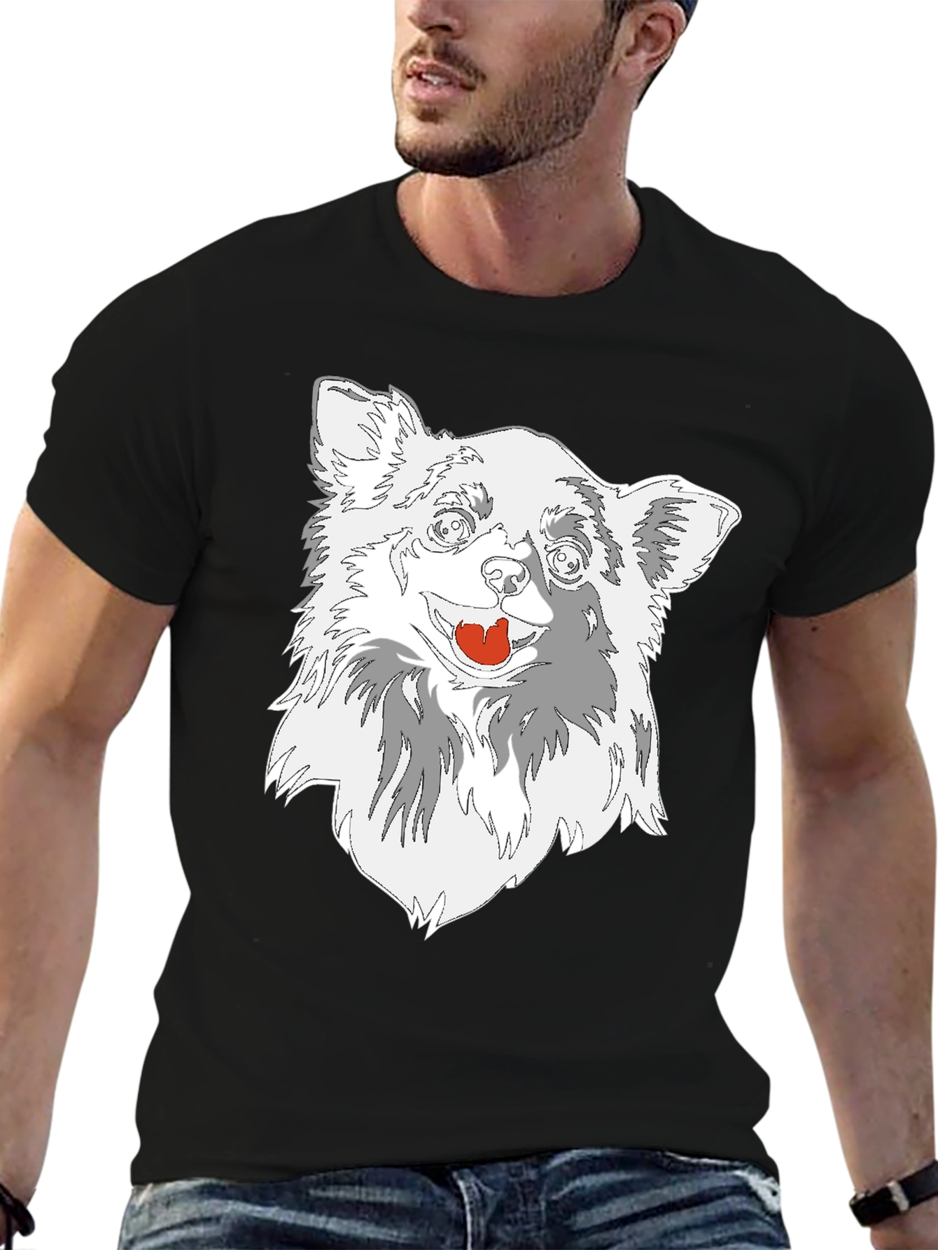 Dog Graphic Tee - Black Cotton Blend