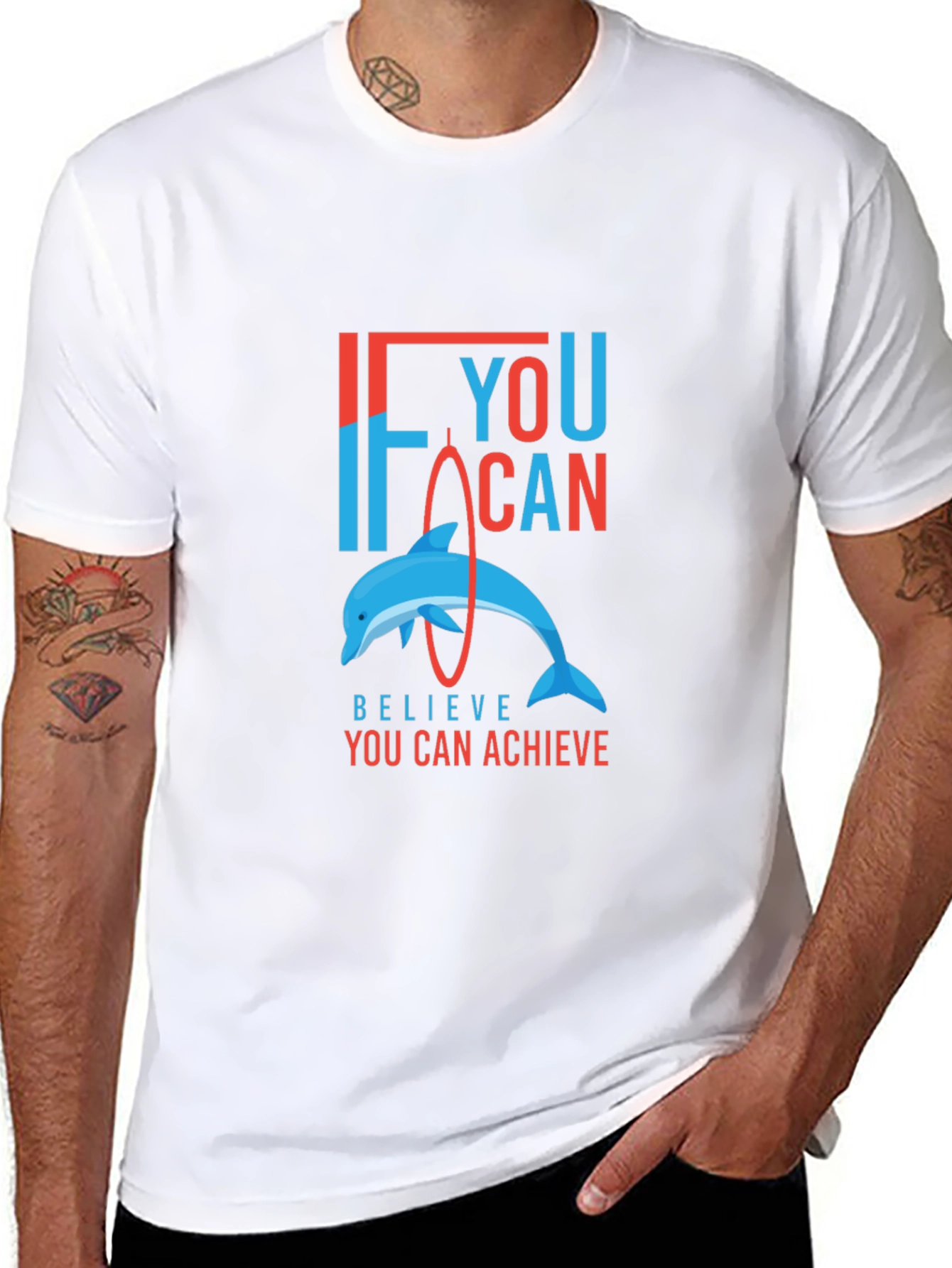 Believe You Can Achieve T-Shirt - Dolphin Graphic Tee