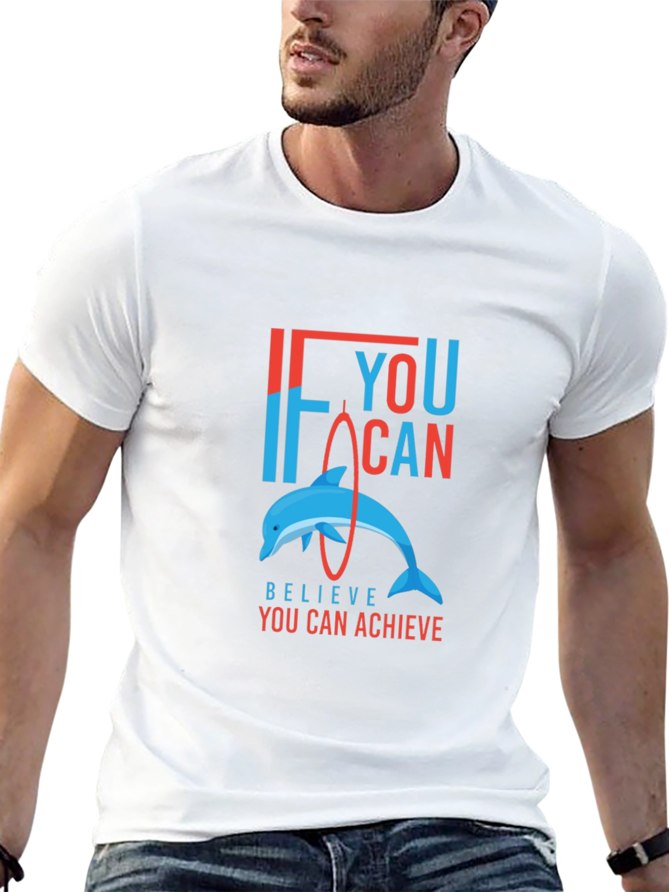 Believe You Can Achieve T-Shirt - Dolphin Graphic Tee