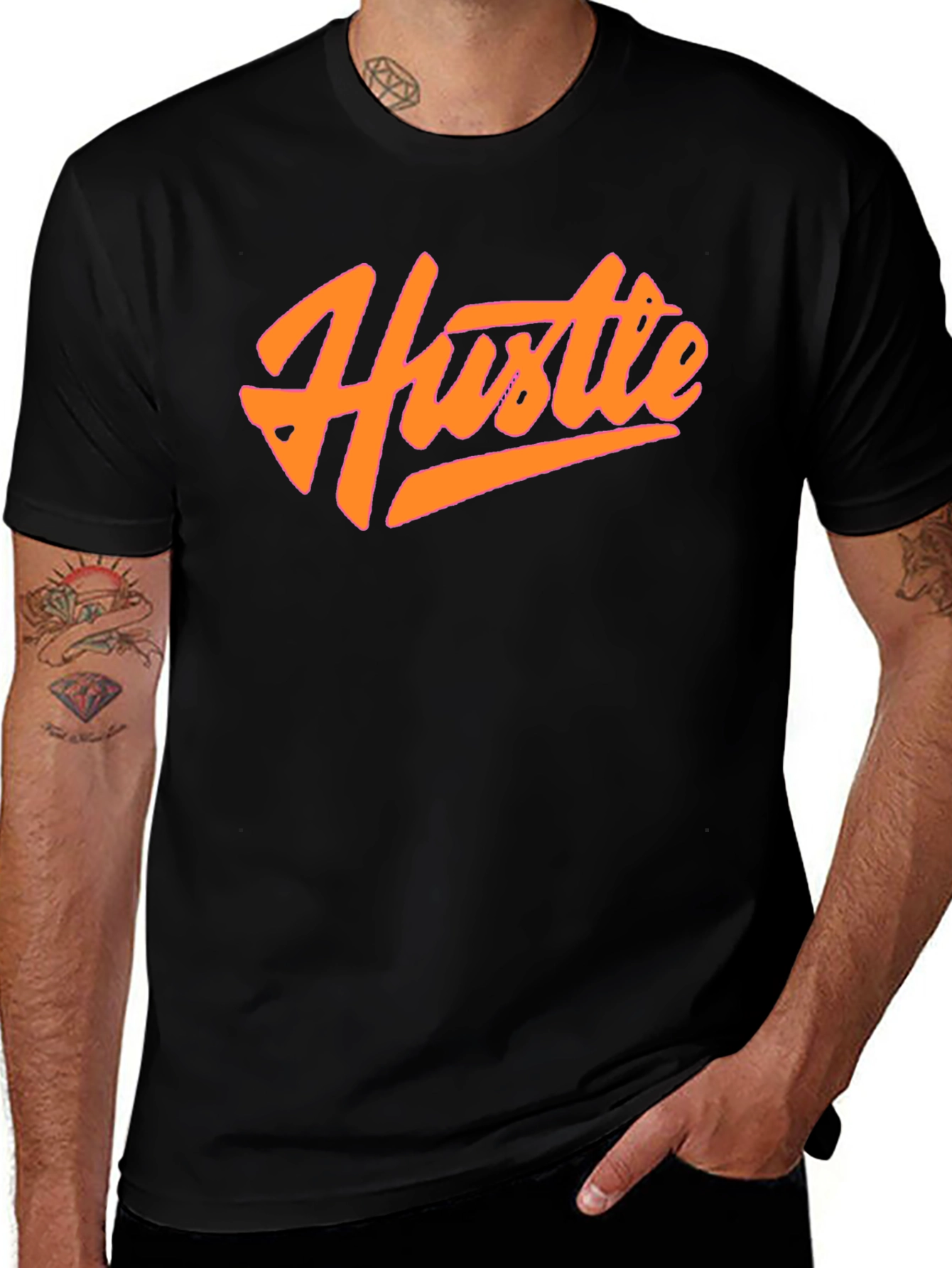 Hustle Graphic Tee - Black Casual T-Shirt