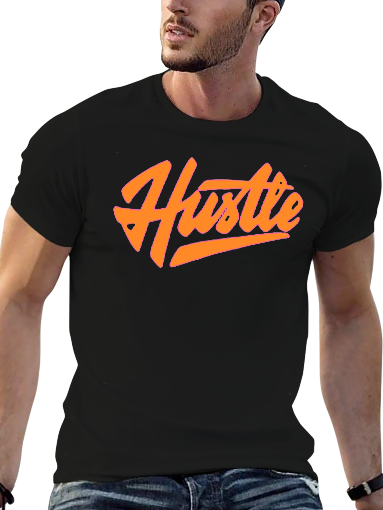 Hustle Graphic Tee - Black Casual T-Shirt