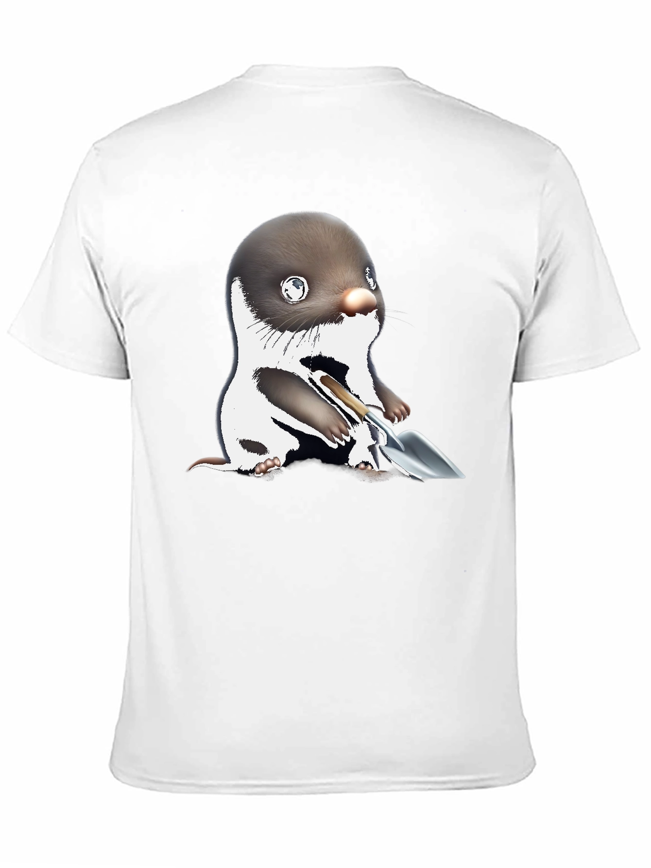 Mole with Shovel Graphic Tee - Black Cotton T-Shirt
