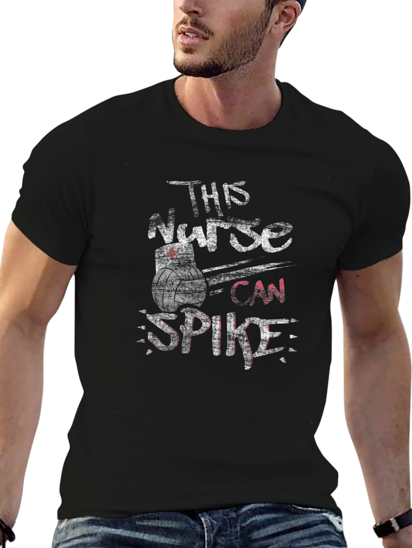 This Nurse Can Spike Volleyball T-Shirt - Black