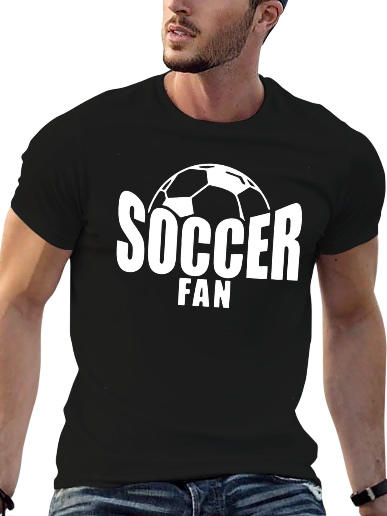 Soccer Fan T-Shirt - Black Graphic Print