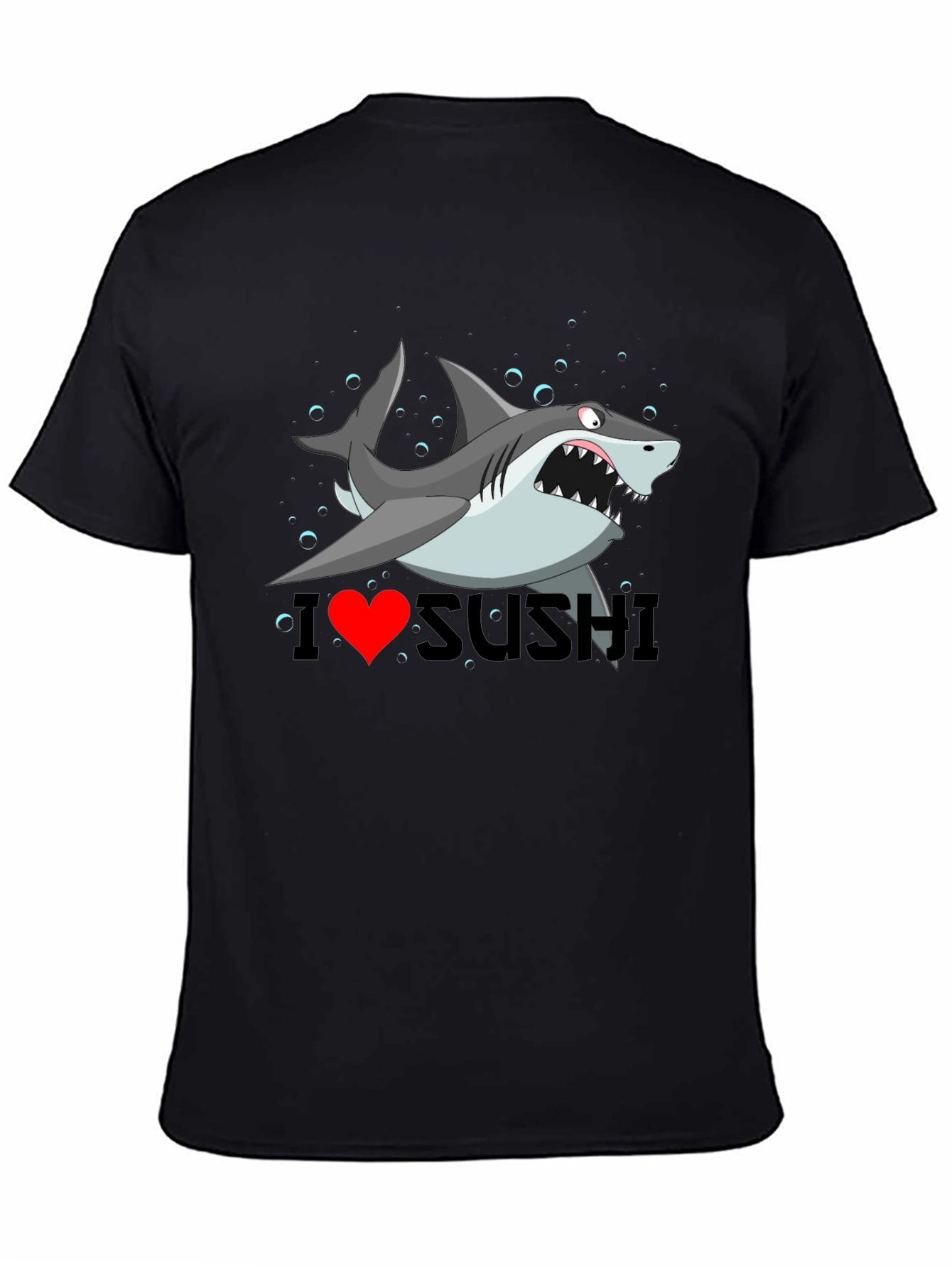 I Heart Sushi Shark Graphic Tee - Black