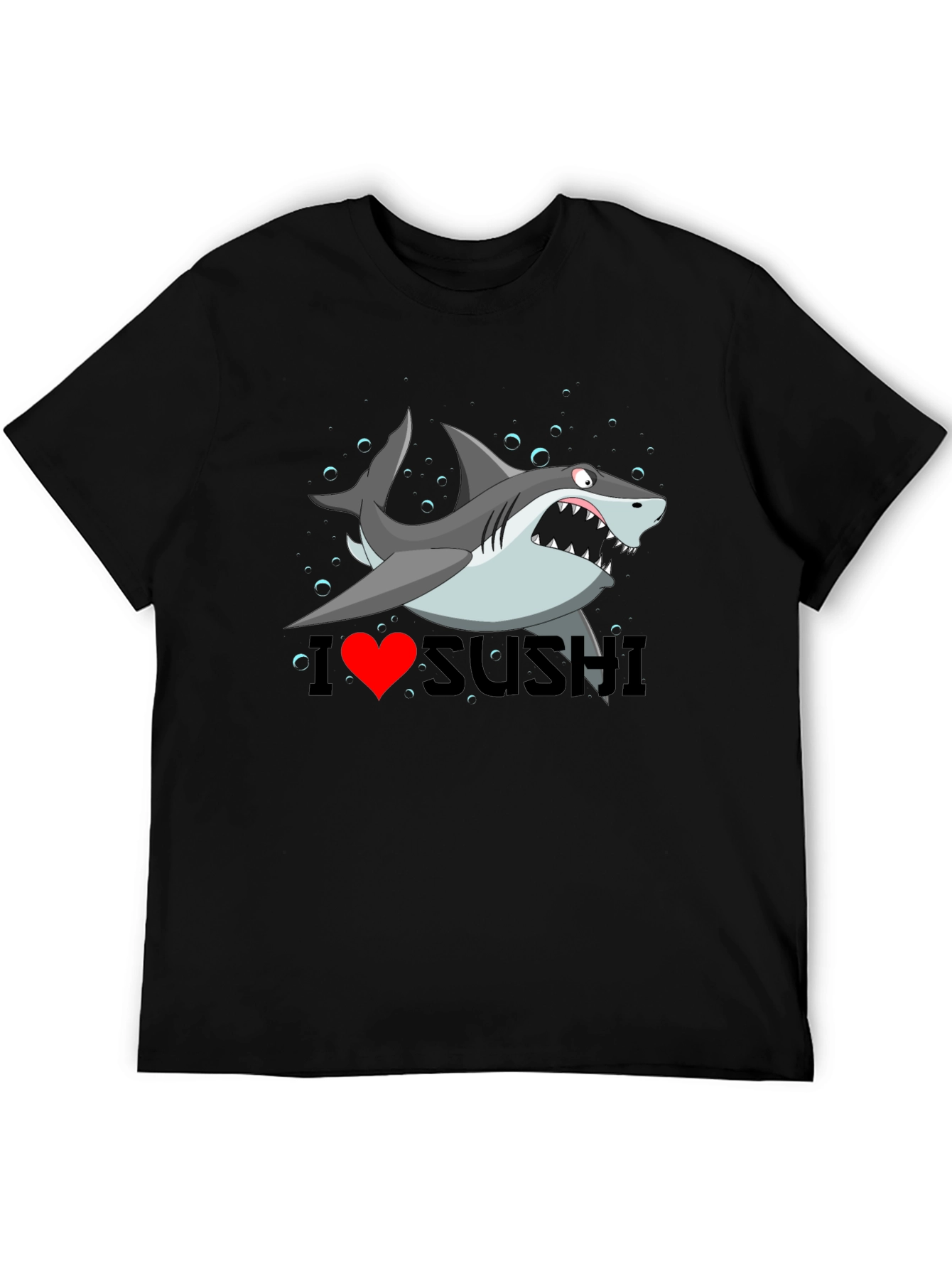 I Heart Sushi Shark Graphic Tee - Black