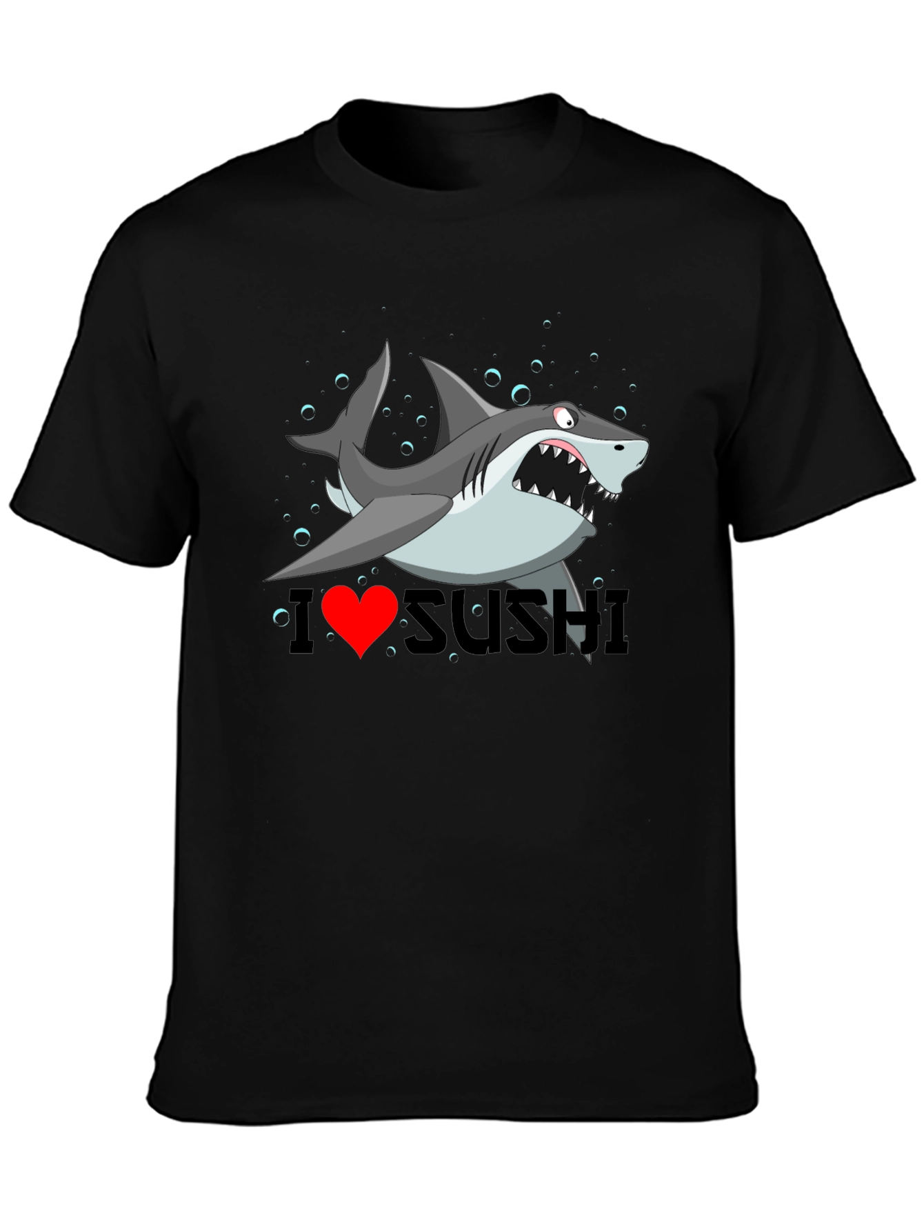 I Heart Sushi Shark Graphic Tee - Black