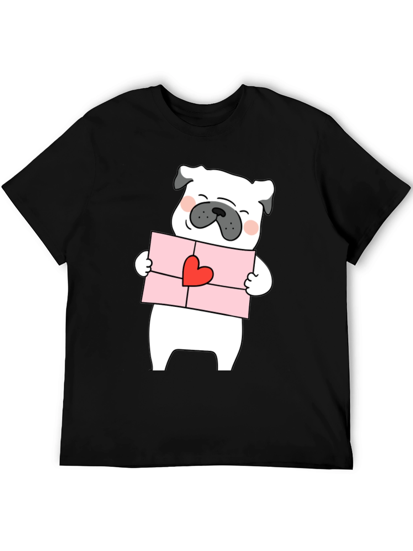 Pug Love Letter Graphic Tee - Black