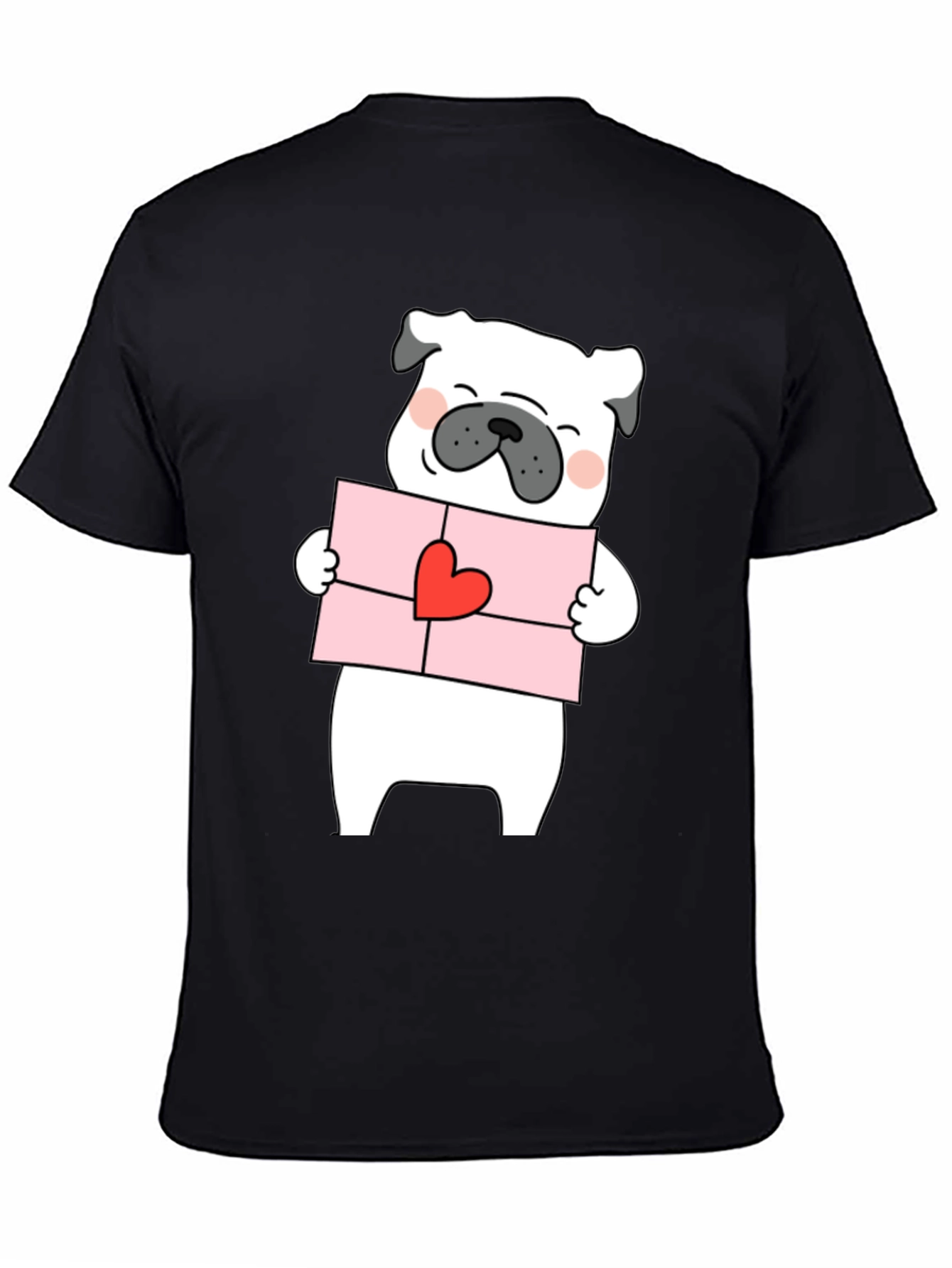 Pug Love Letter Graphic Tee - Black