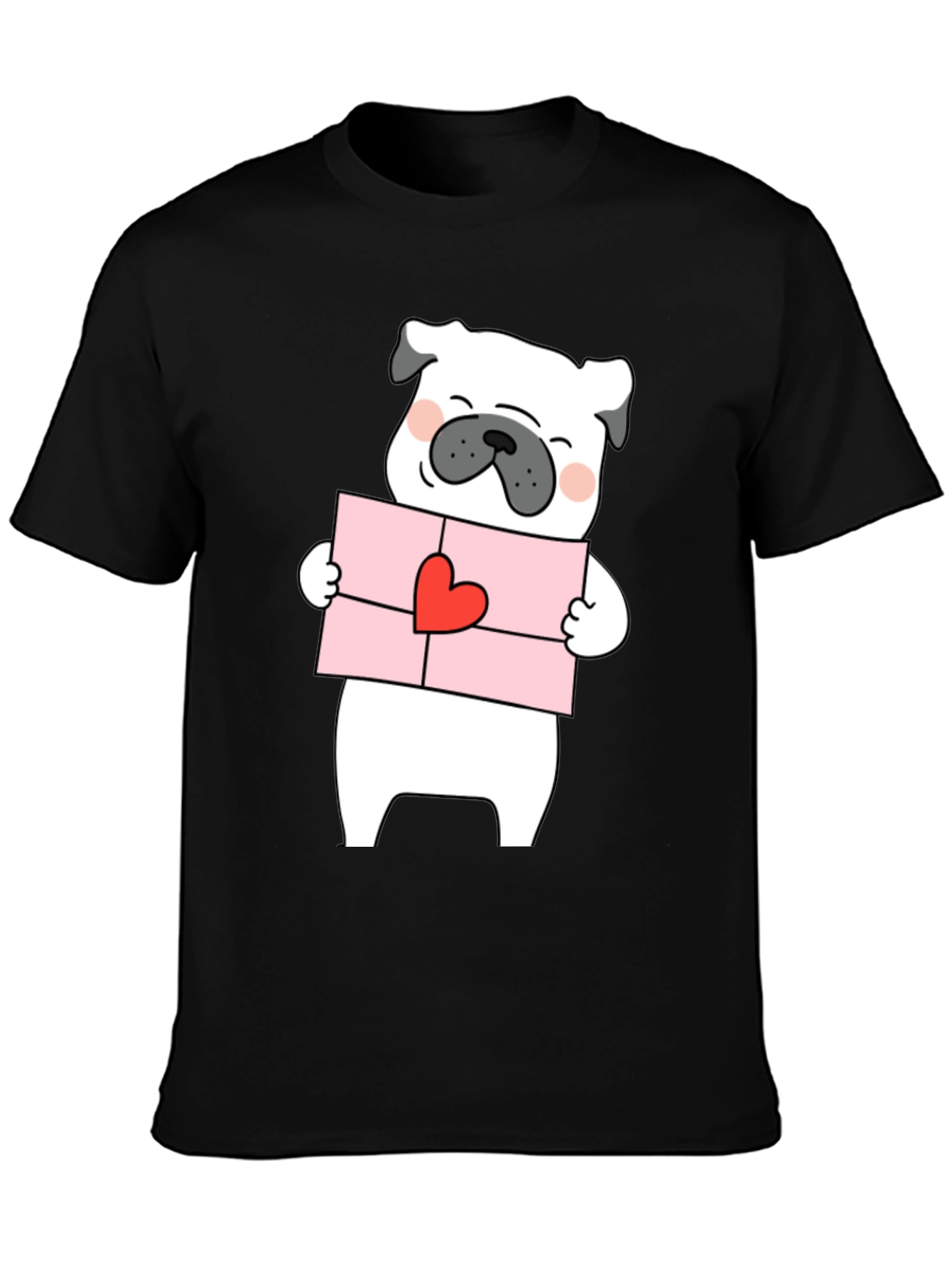 Pug Love Letter Graphic Tee - Black