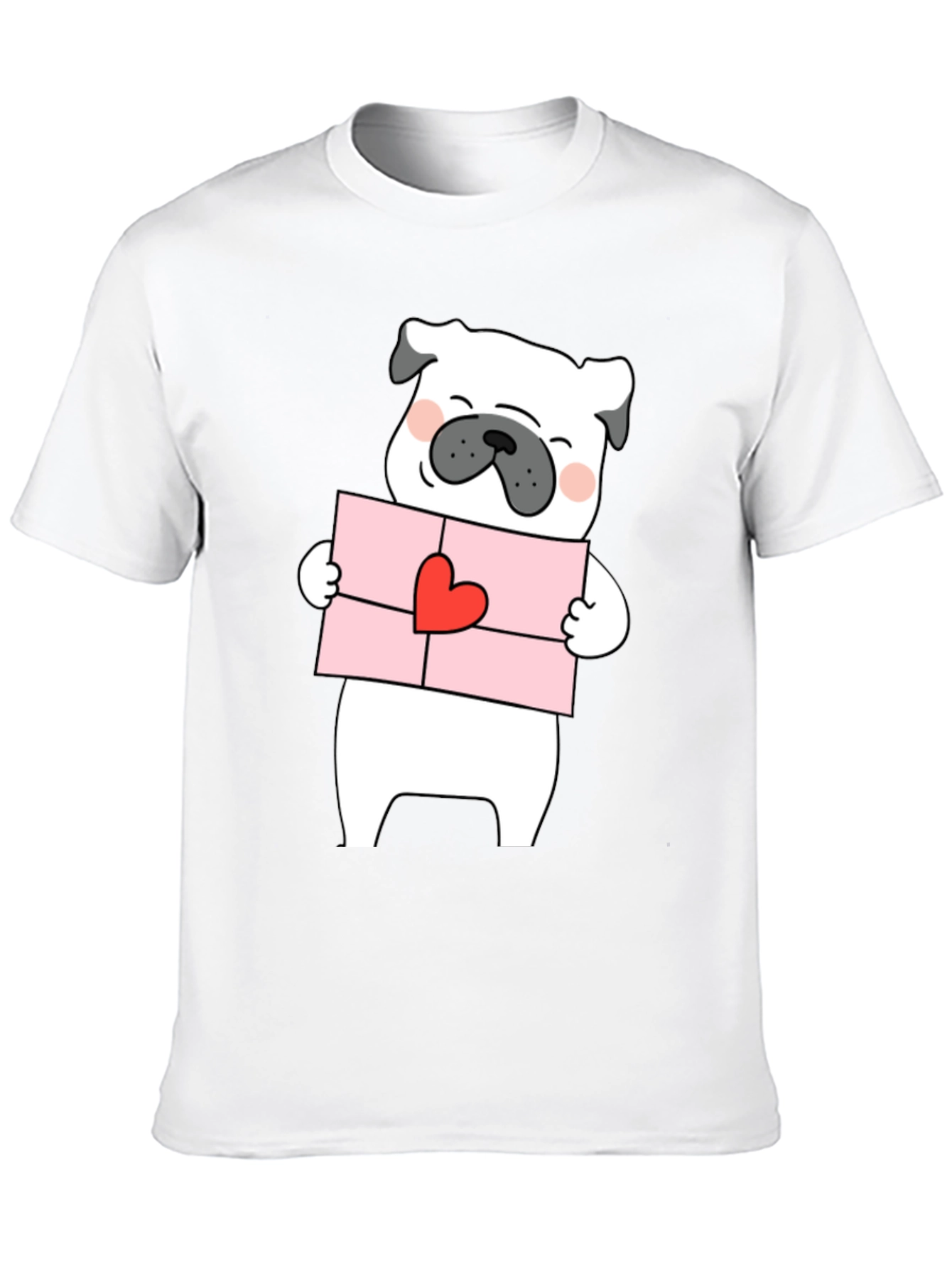 Pug Love Letter Graphic Tee - Black