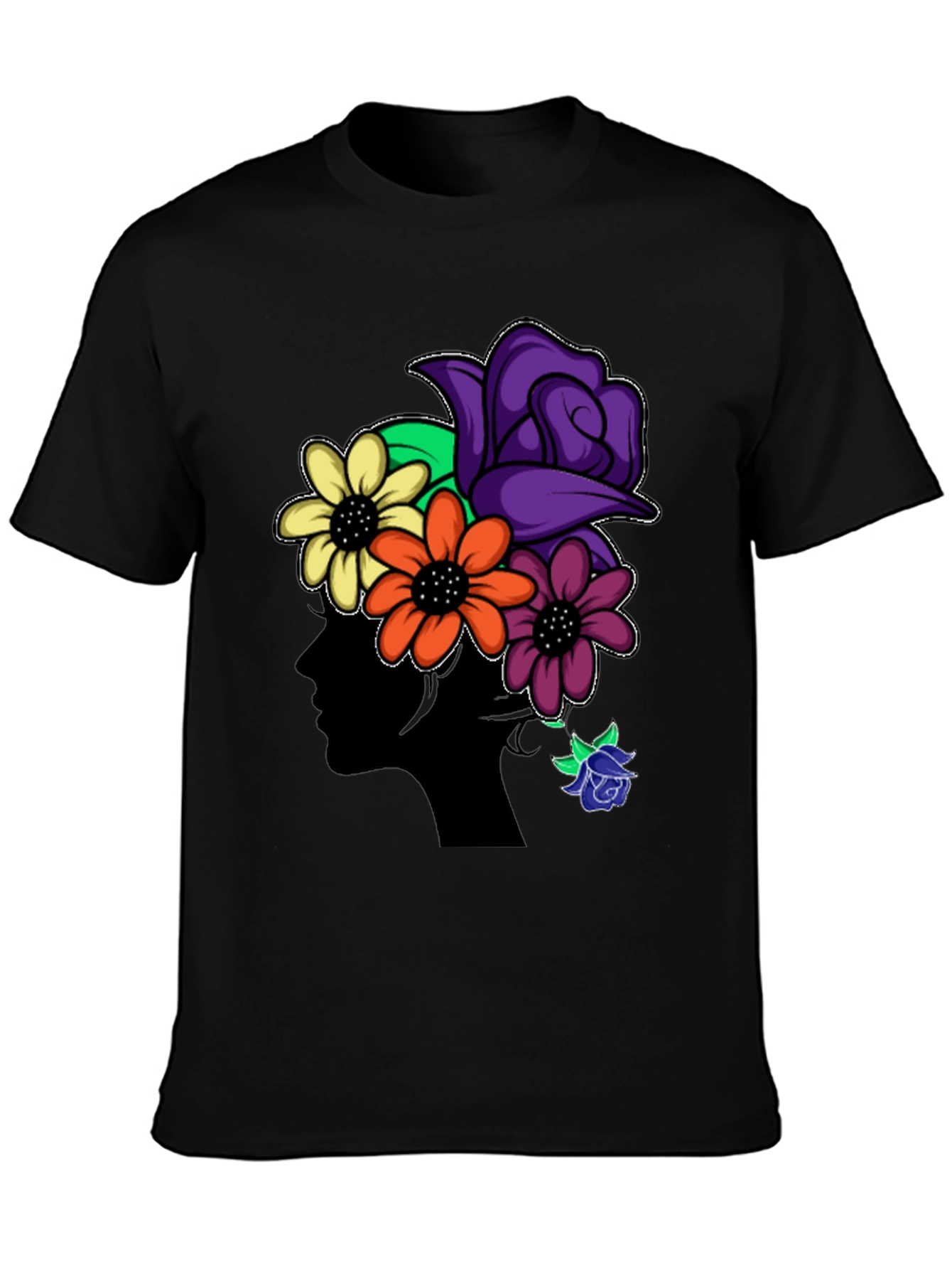 Floral Silhouette Black T-Shirt