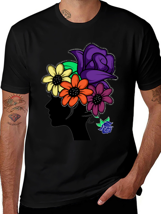 Floral Silhouette Black T-Shirt