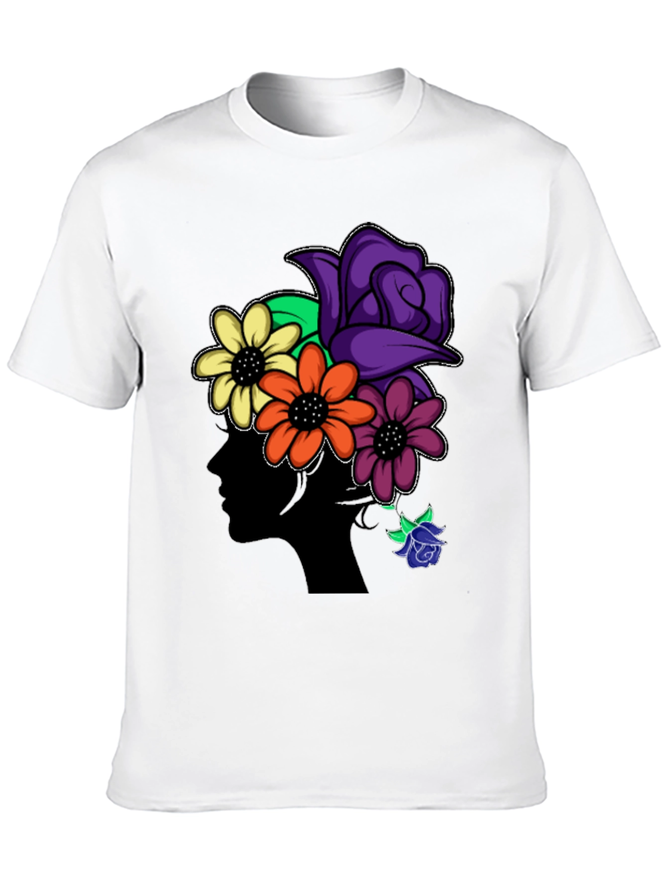 Floral Silhouette Black T-Shirt