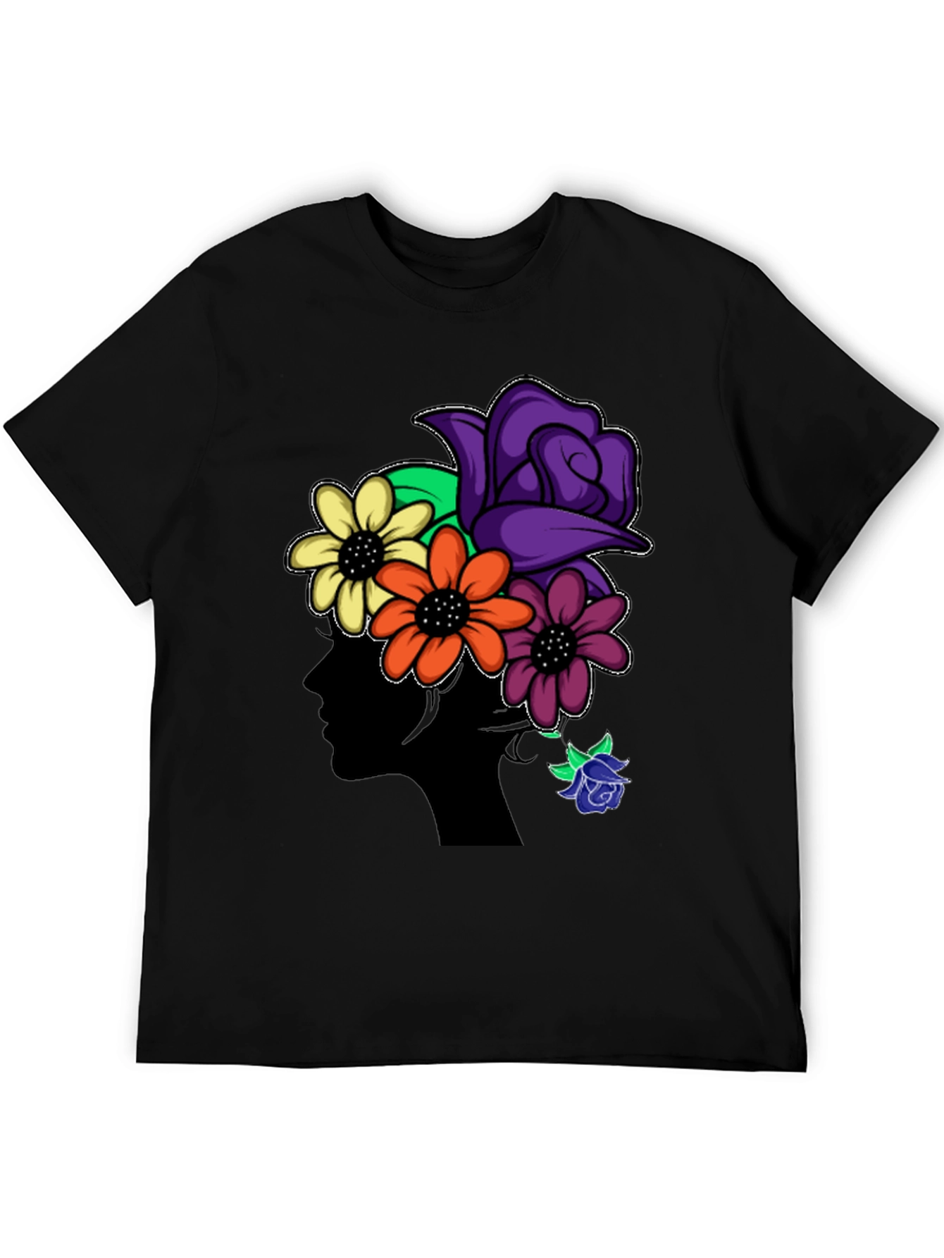 Floral Silhouette Black T-Shirt