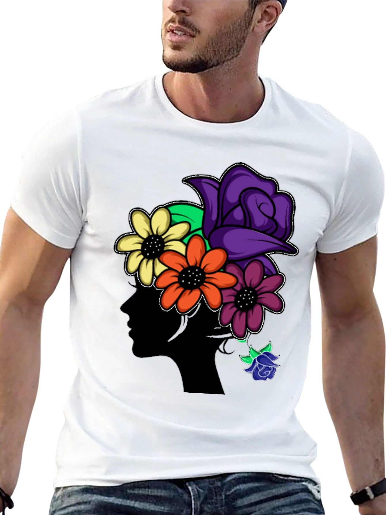 Floral Silhouette Black T-Shirt