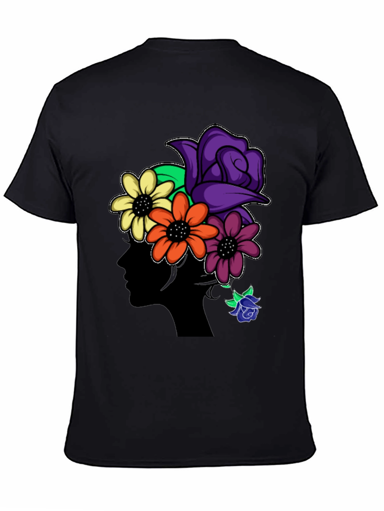 Floral Silhouette Black T-Shirt