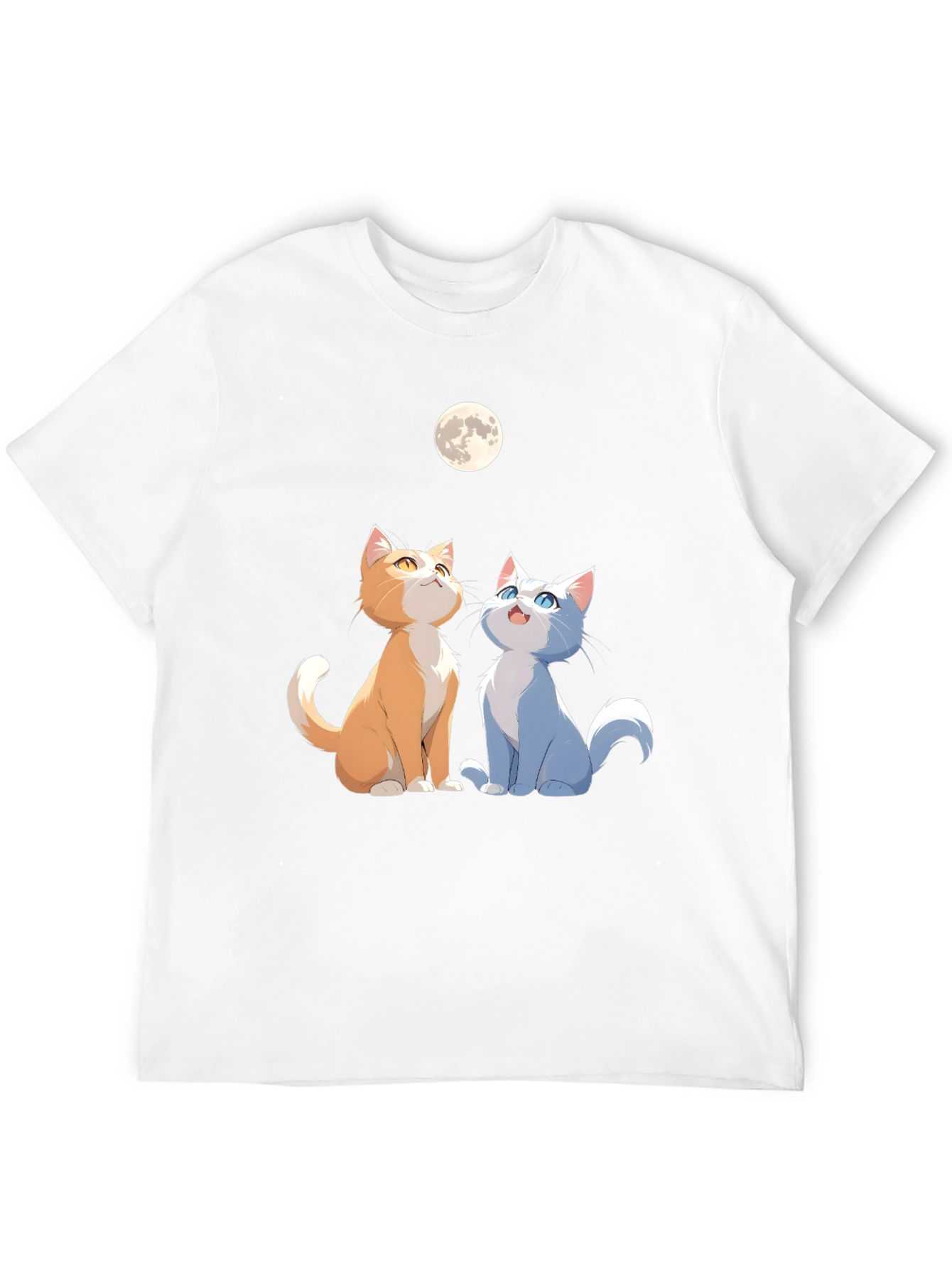 Cats Under Moon Graphic Tee - Unisex Black Shirt