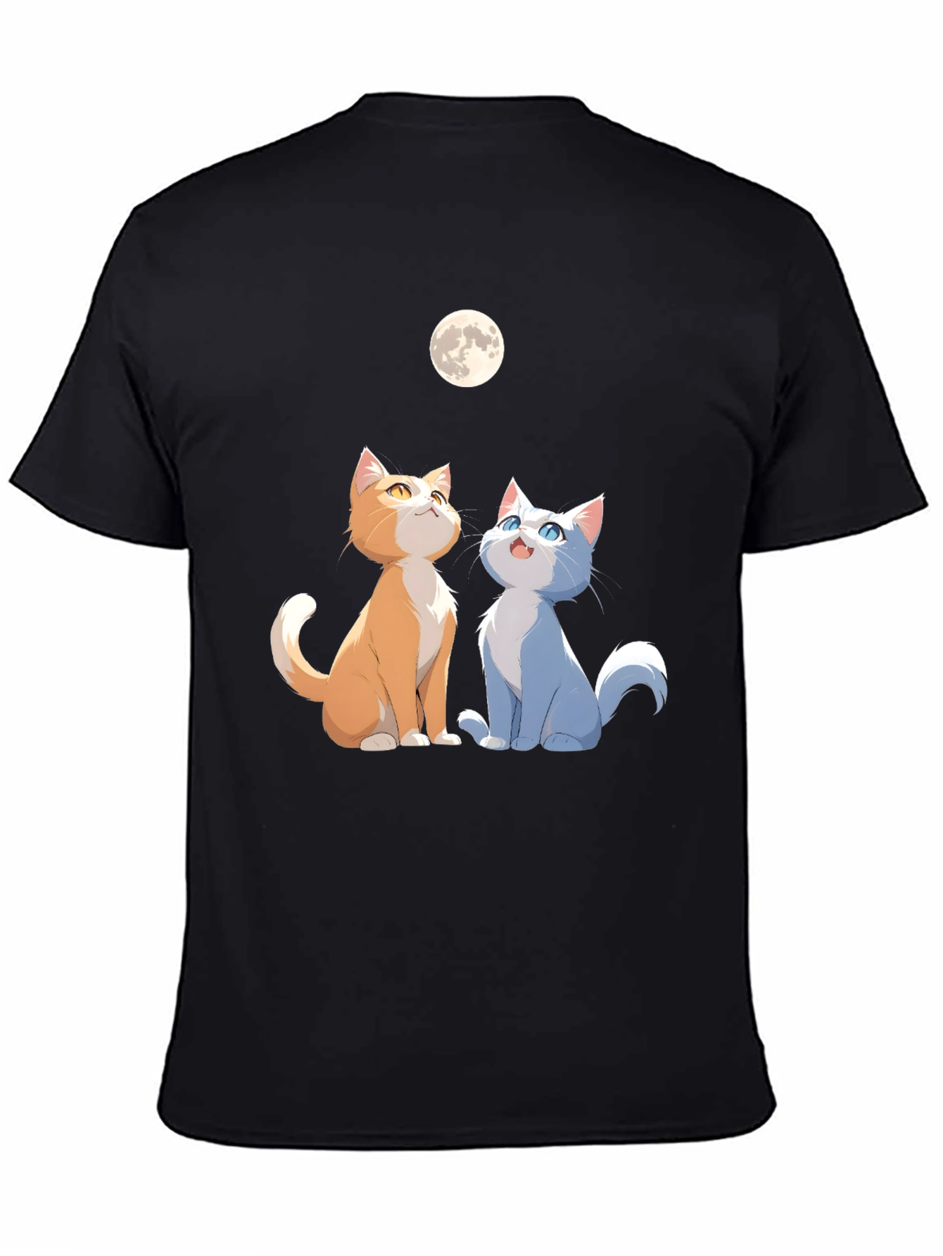 Cats Under Moon Graphic Tee - Unisex Black Shirt
