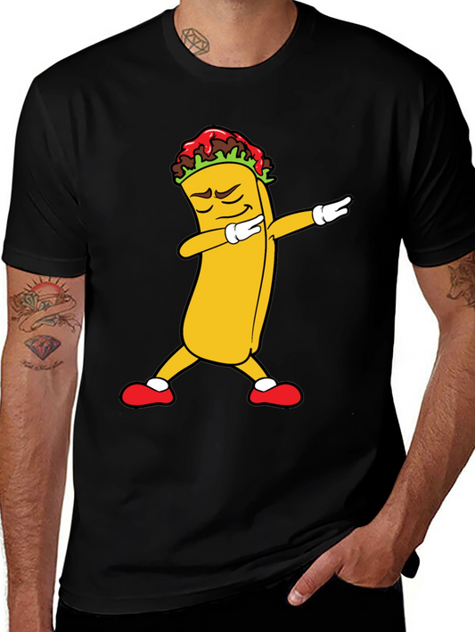 Dabbing Taco Mens Black T-Shirt - Novelty Food Tee