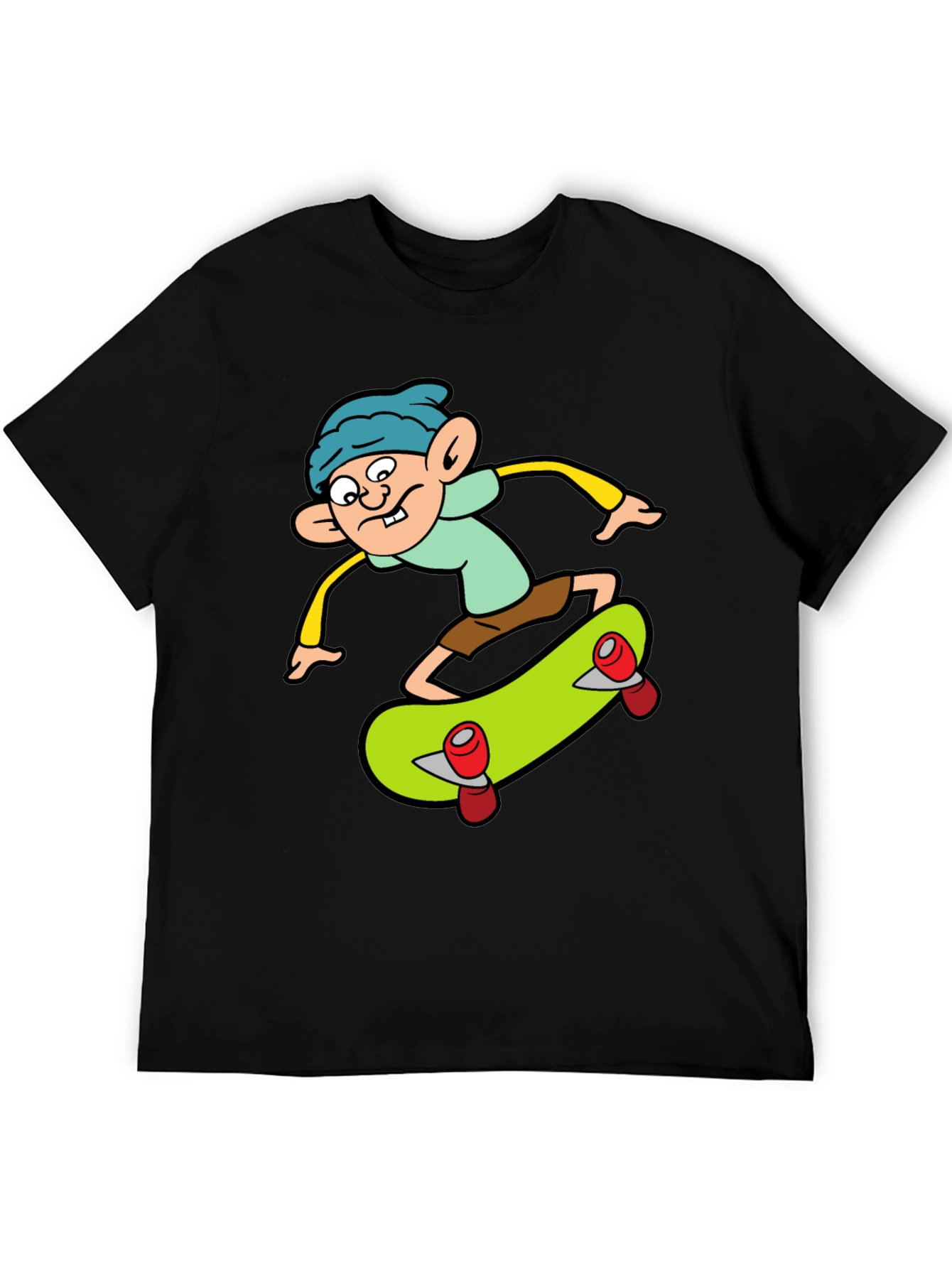 Cartoon Skater Graphic Tee - Black