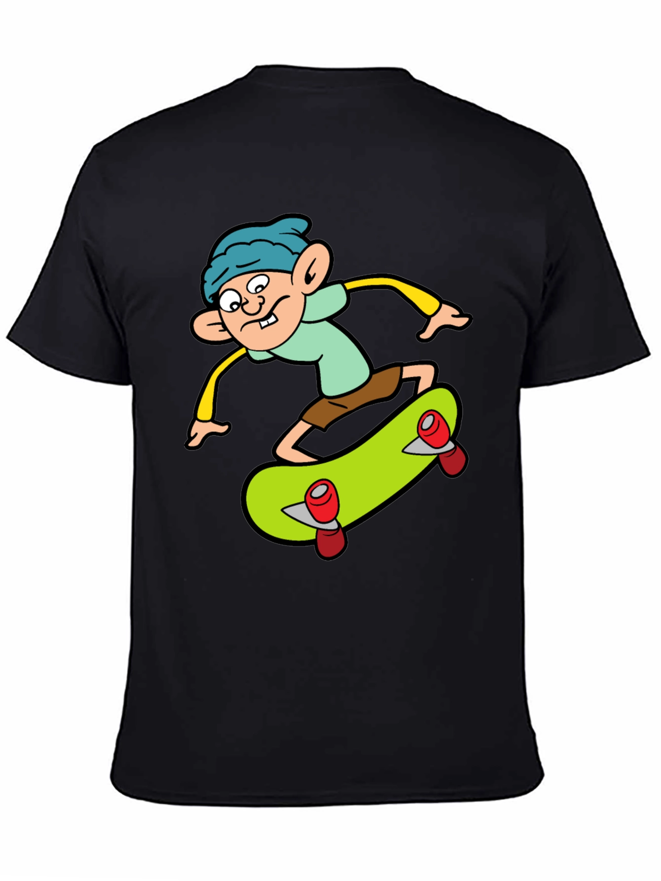 Cartoon Skater Graphic Tee - Black