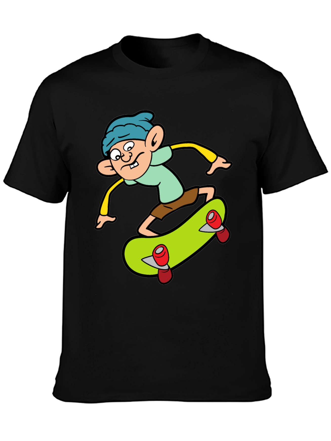 Cartoon Skater Graphic Tee - Black