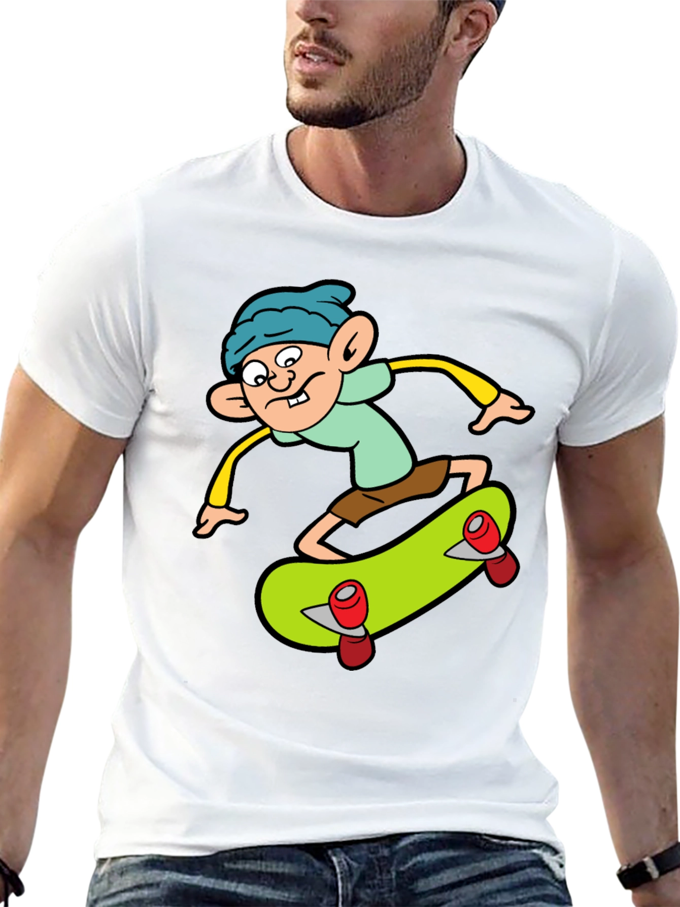 Cartoon Skater Graphic Tee - Black