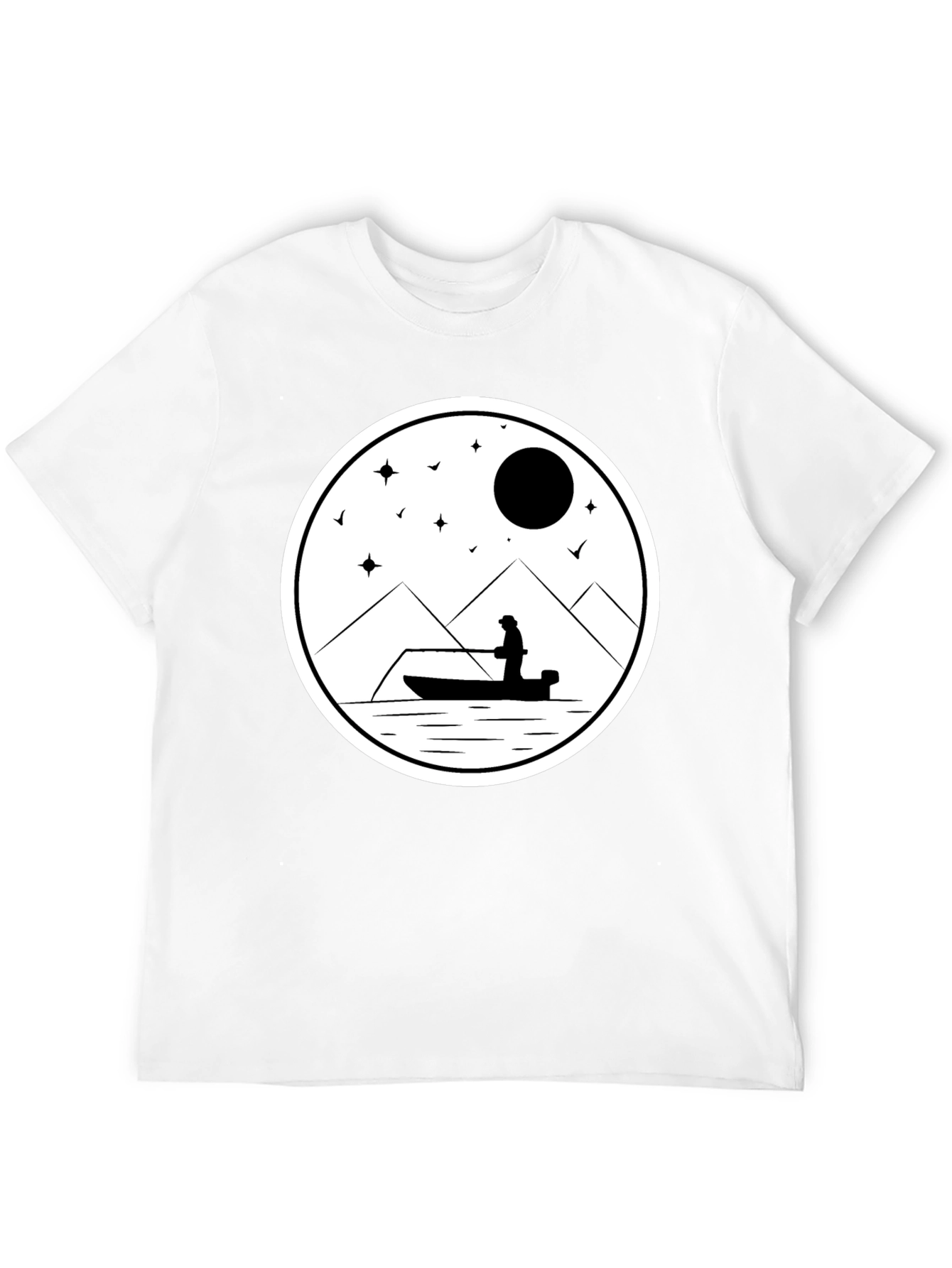 Fishing Silhouette Graphic Tee - Black