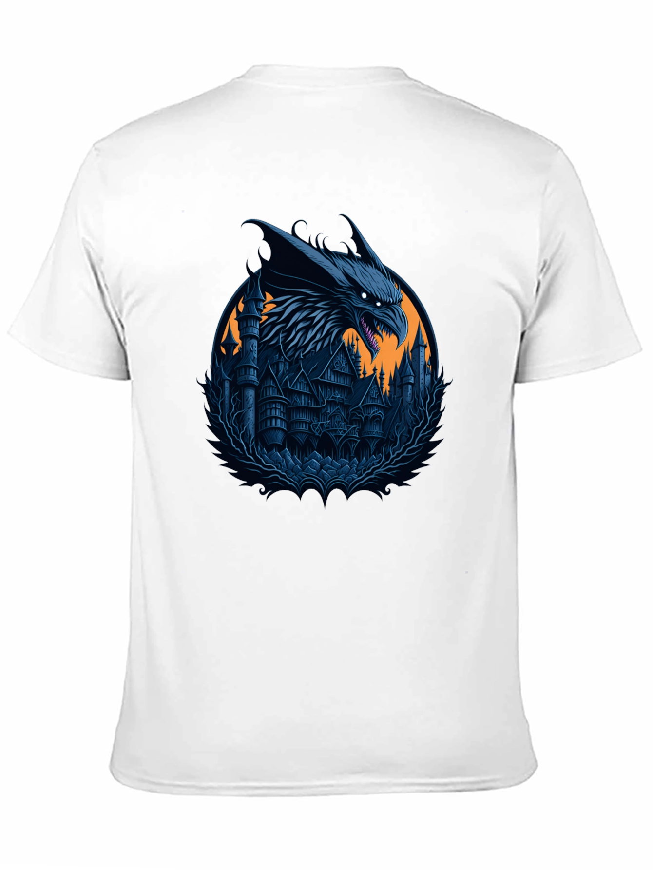Dragon Castle Graphic T-Shirt - Dark Fantasy Style