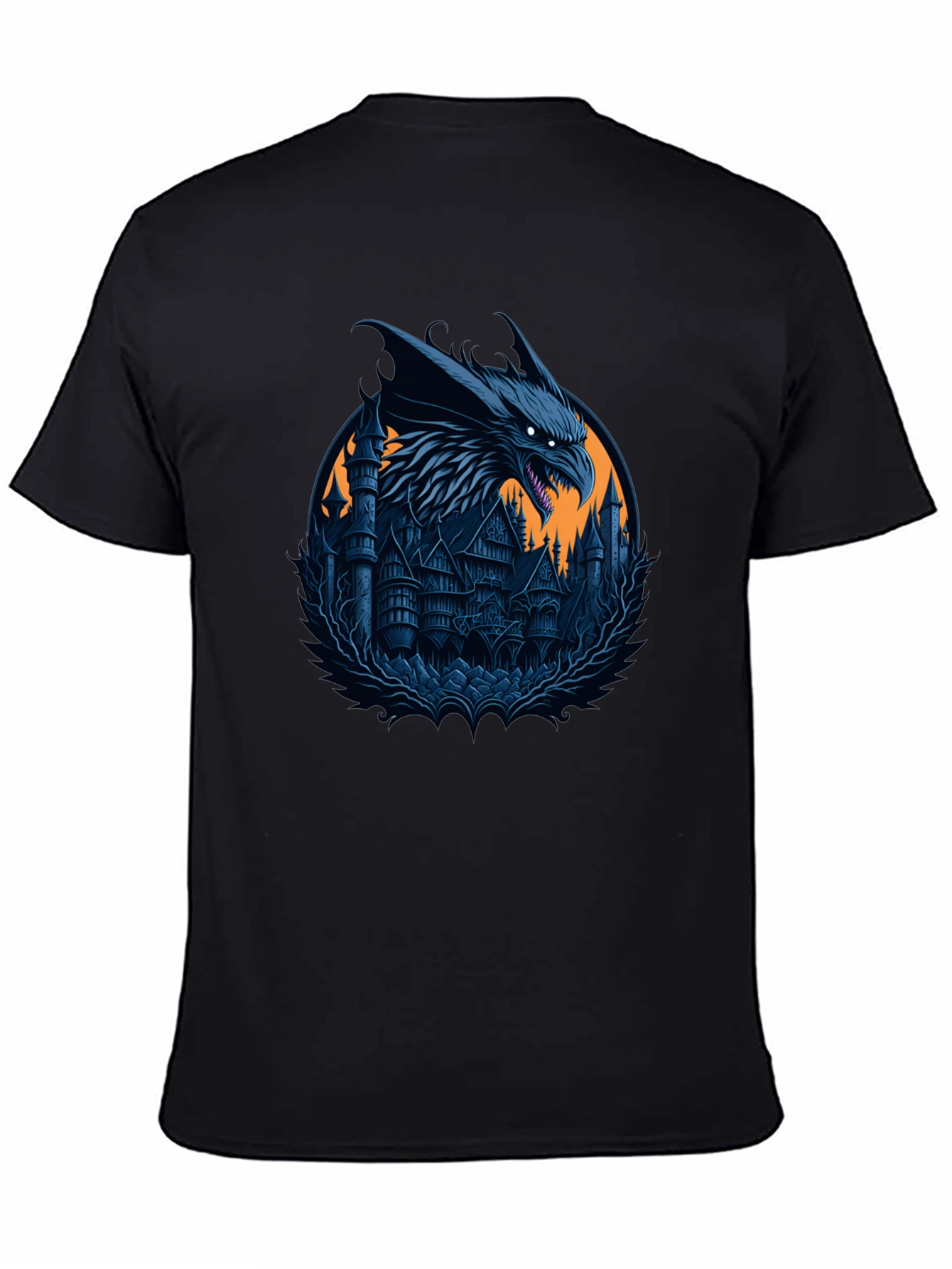 Dragon Castle Graphic T-Shirt - Dark Fantasy Style