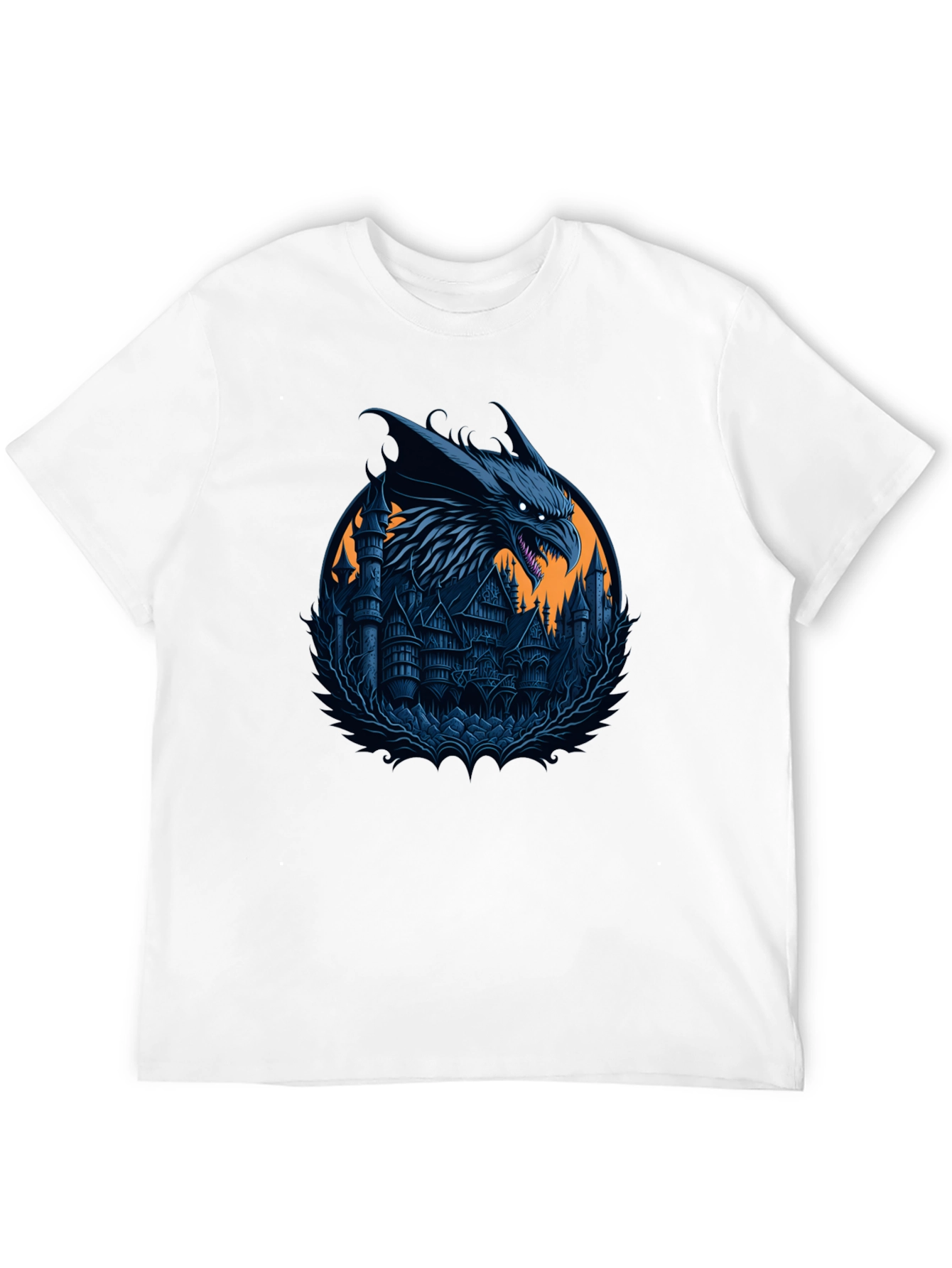 Dragon Castle Graphic T-Shirt - Dark Fantasy Style